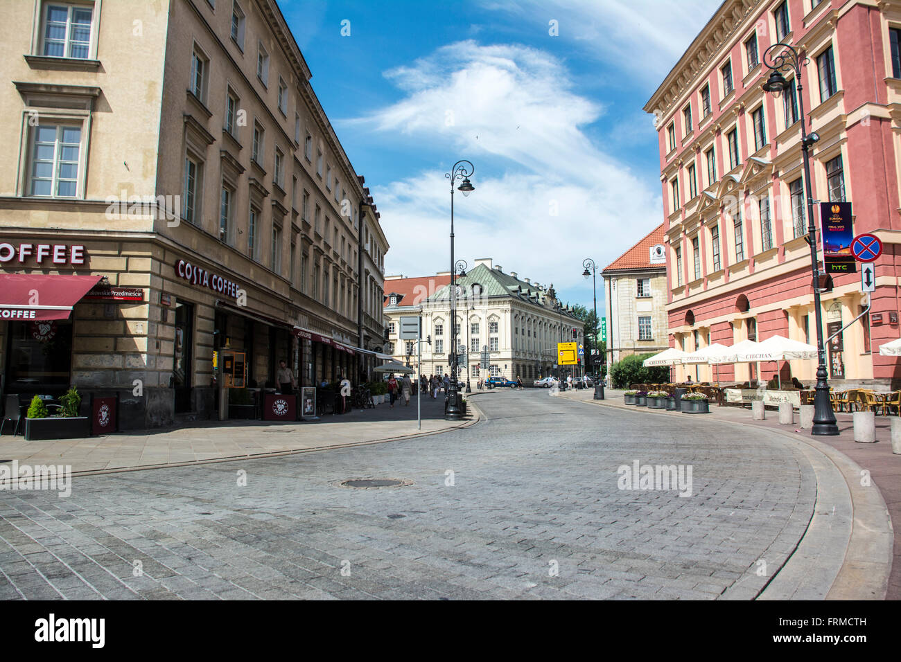 road in old town of Warsaw, Poland Stock Photo