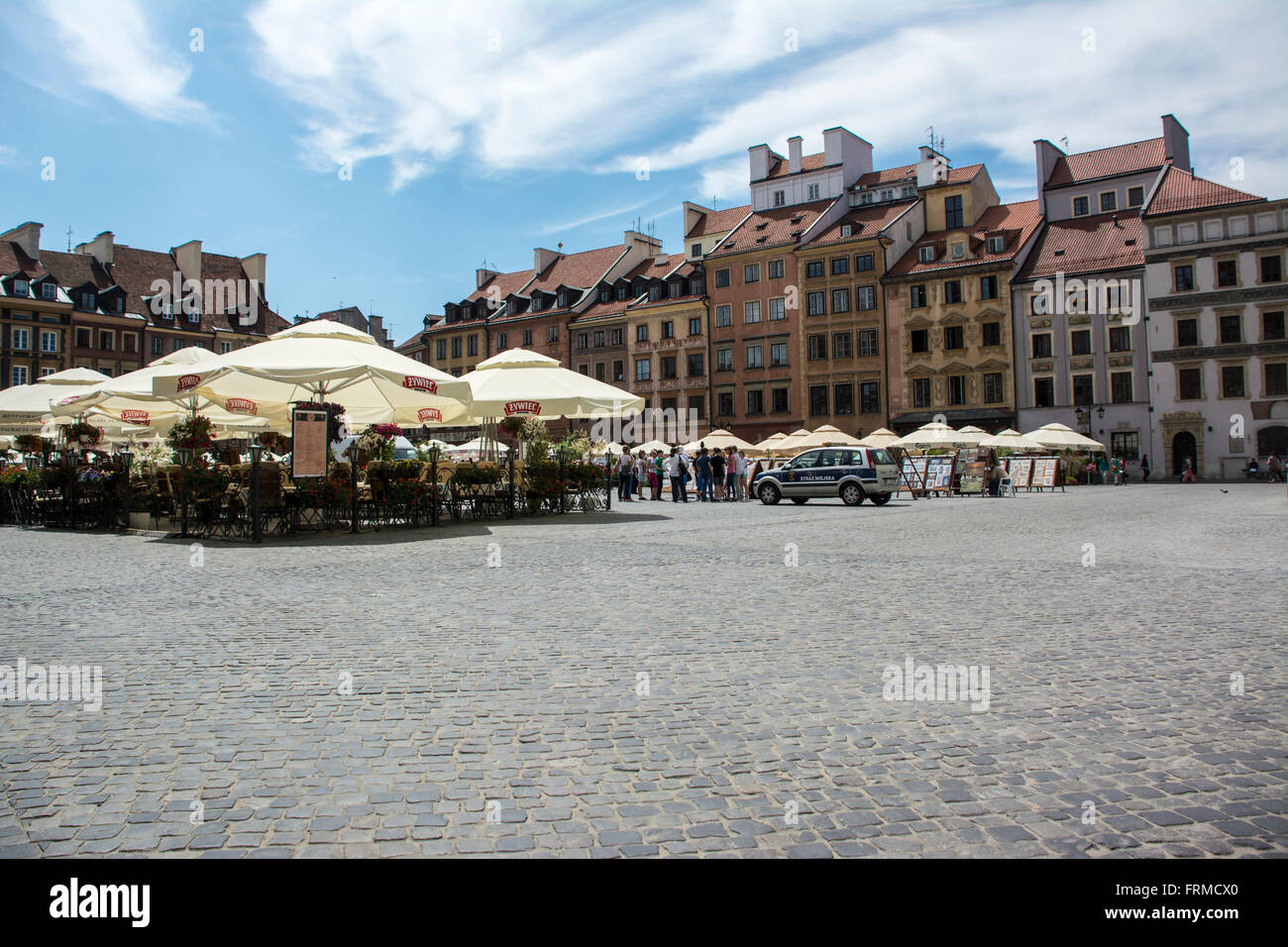 outdoor cafe in old town of Warsaw, Poland Stock Photo