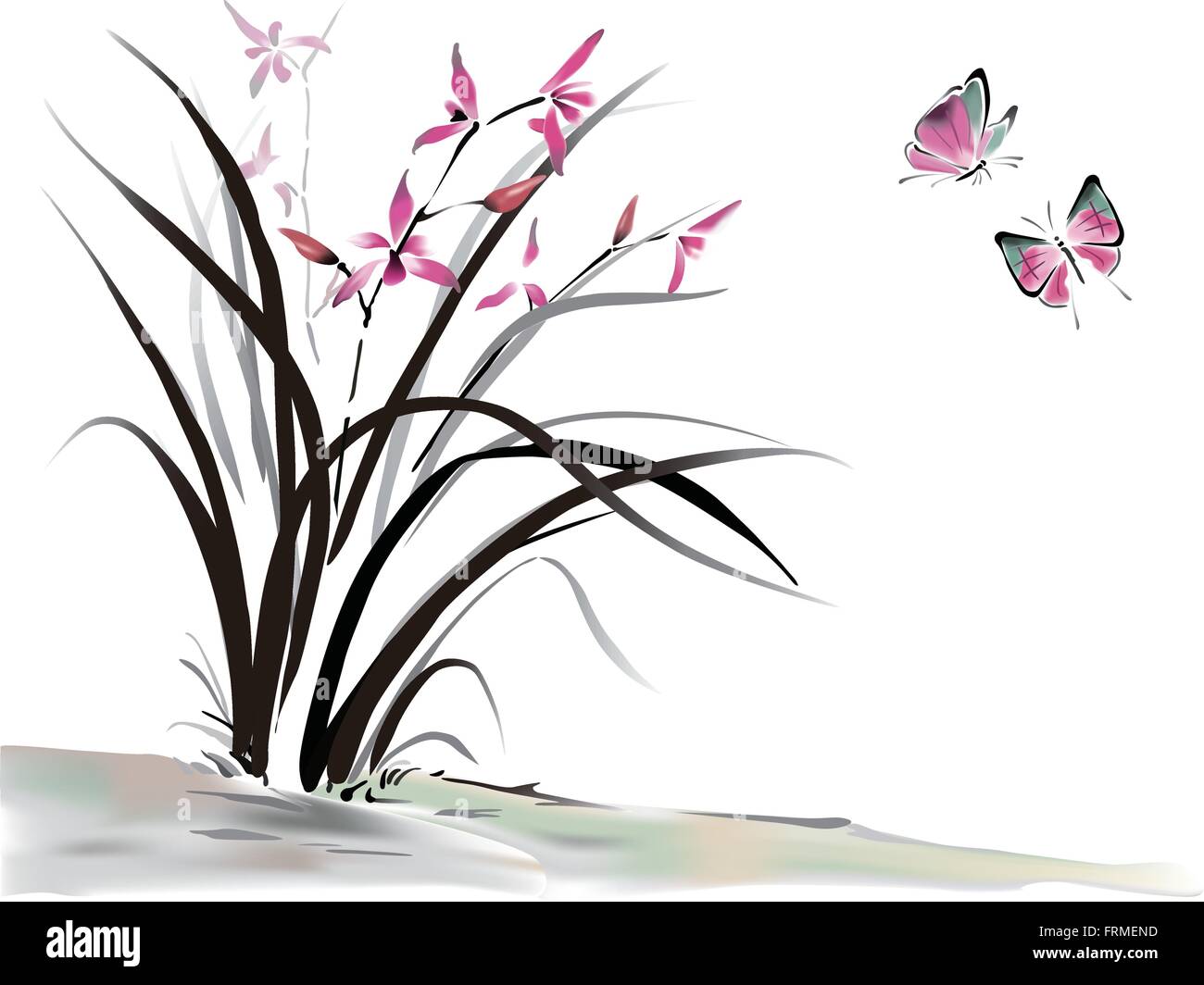 https://c8.alamy.com/comp/FRMEND/chinese-orchid-and-butterfly-ink-style-FRMEND.jpg