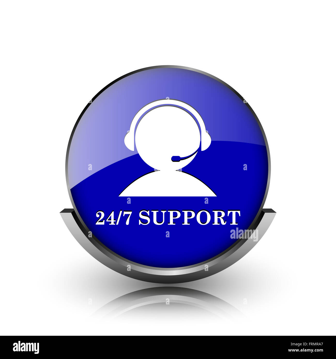Blue shiny glossy icon on white background Stock Photo - Alamy