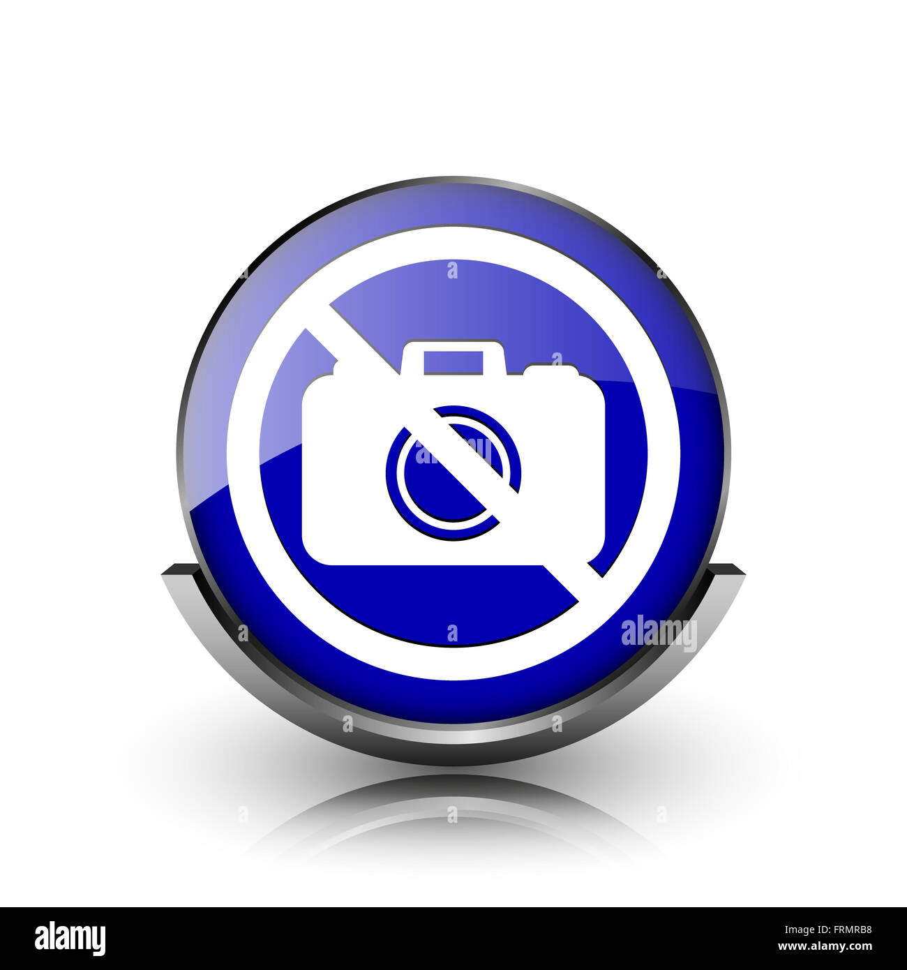 Blue shiny glossy icon on white background Stock Photo - Alamy