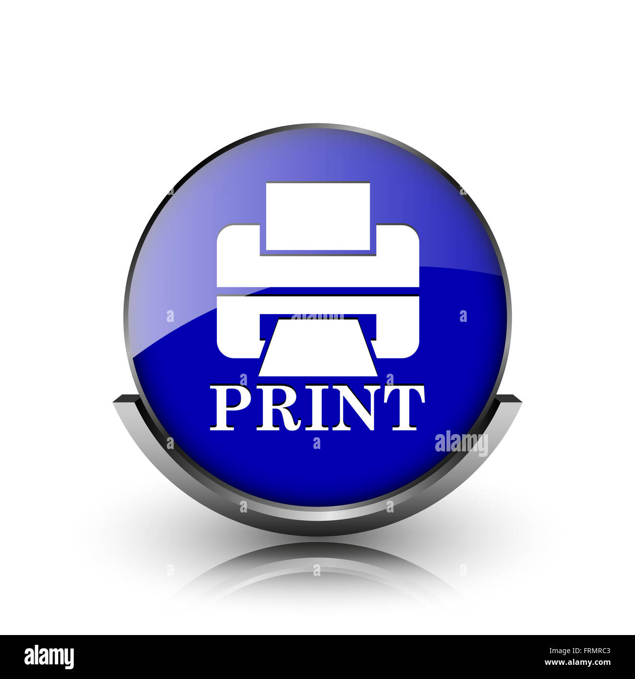 Blue shiny glossy icon on white background Stock Photo - Alamy