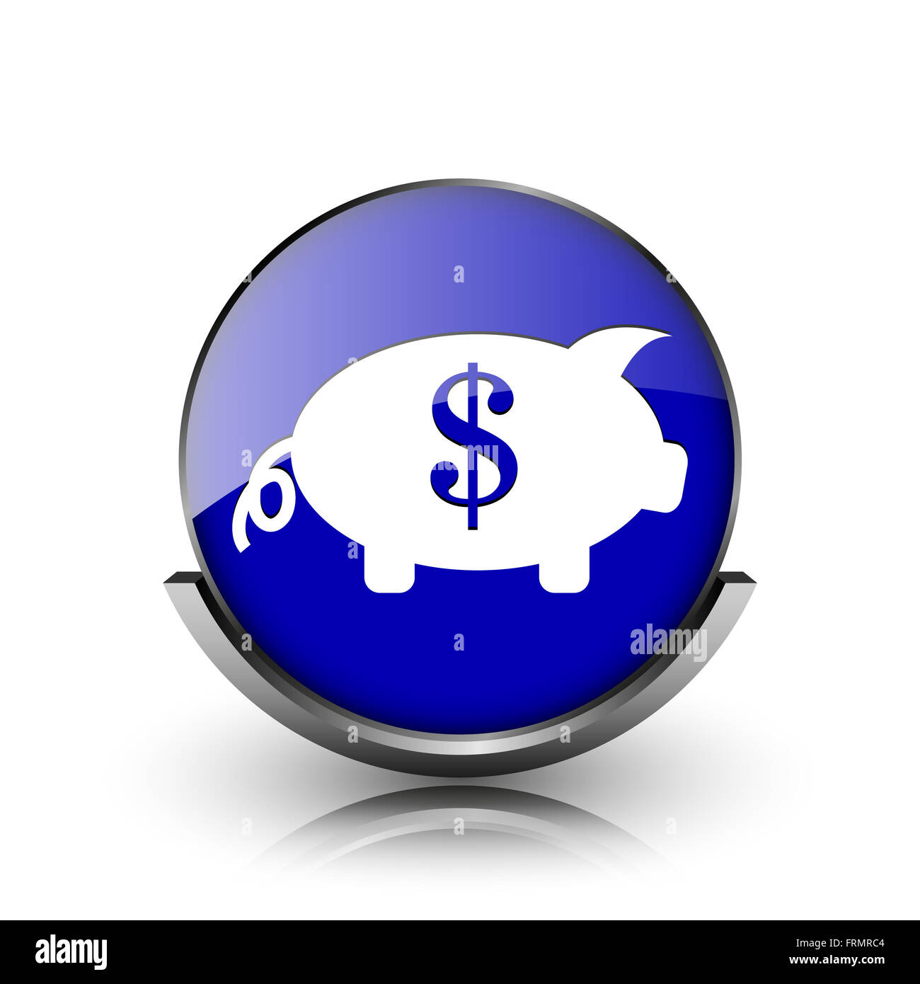 Blue shiny glossy icon on white background Stock Photo - Alamy
