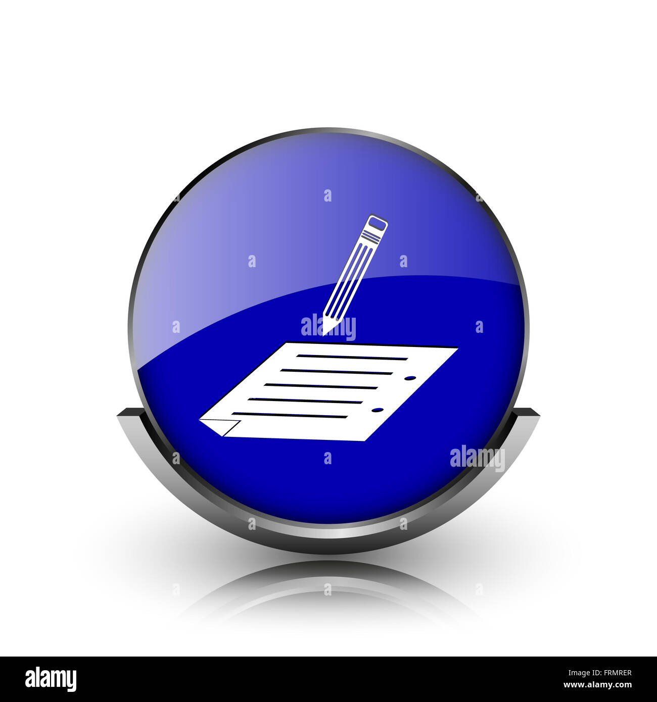 Blue shiny glossy icon on white background Stock Photo - Alamy