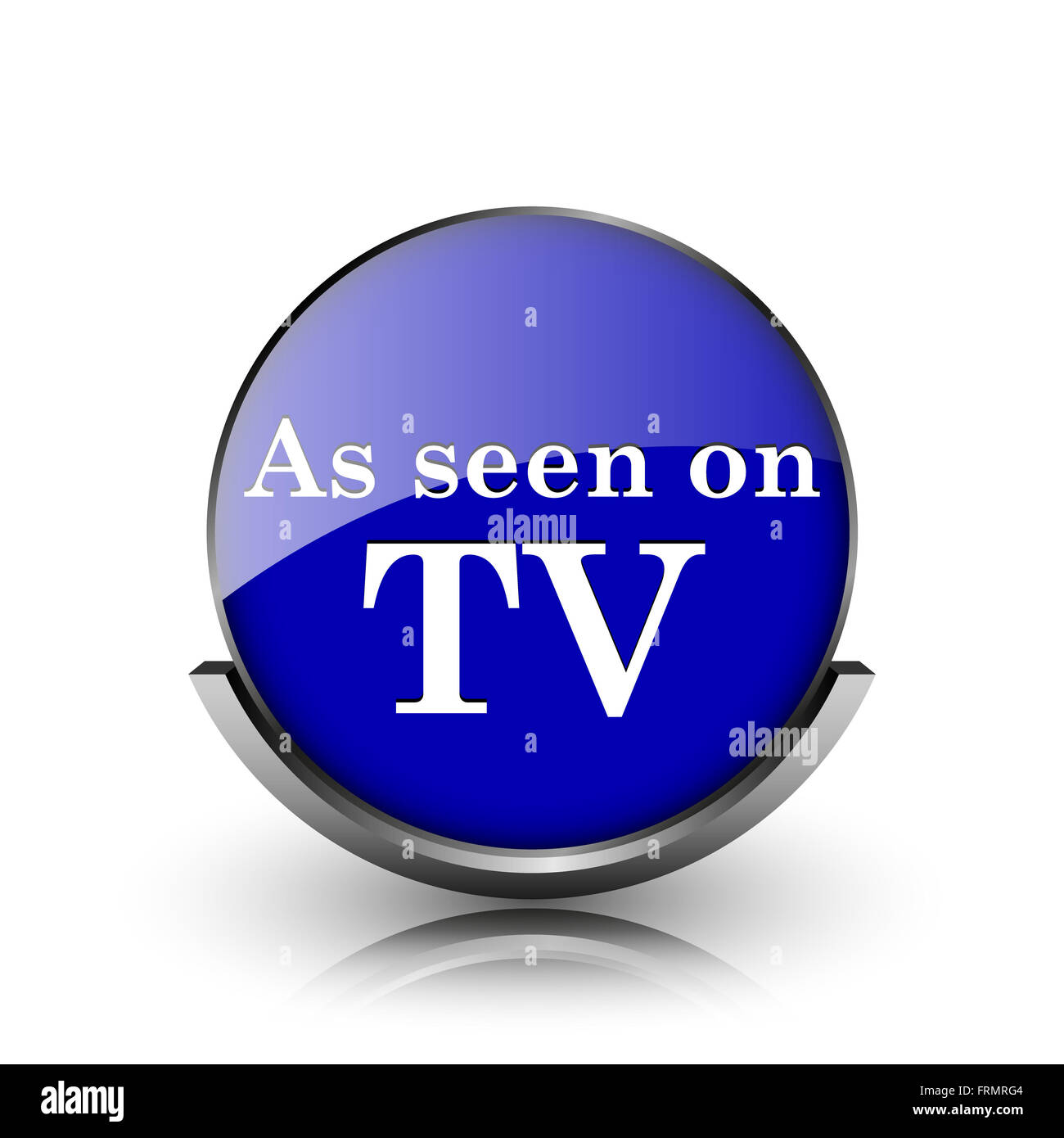 Blue shiny glossy icon on white background Stock Photo - Alamy