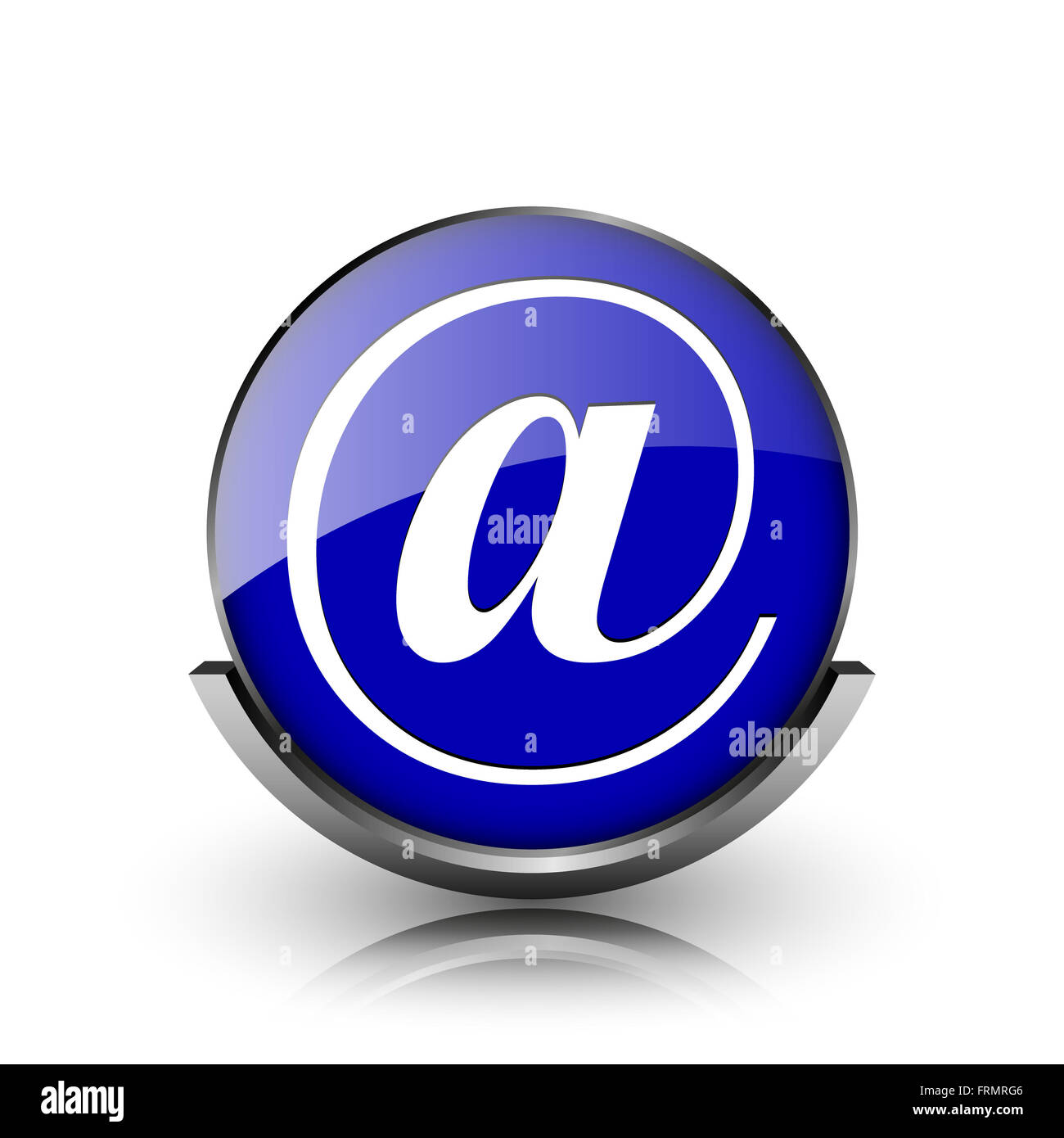 Blue shiny glossy icon on white background Stock Photo - Alamy
