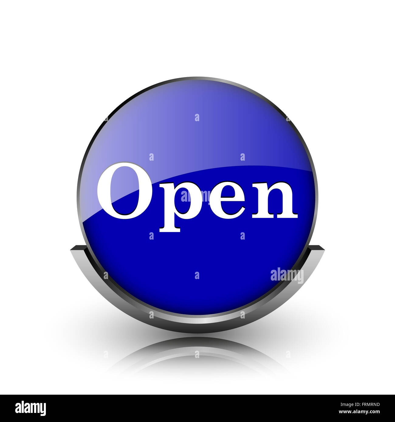 Blue shiny glossy icon on white background Stock Photo - Alamy