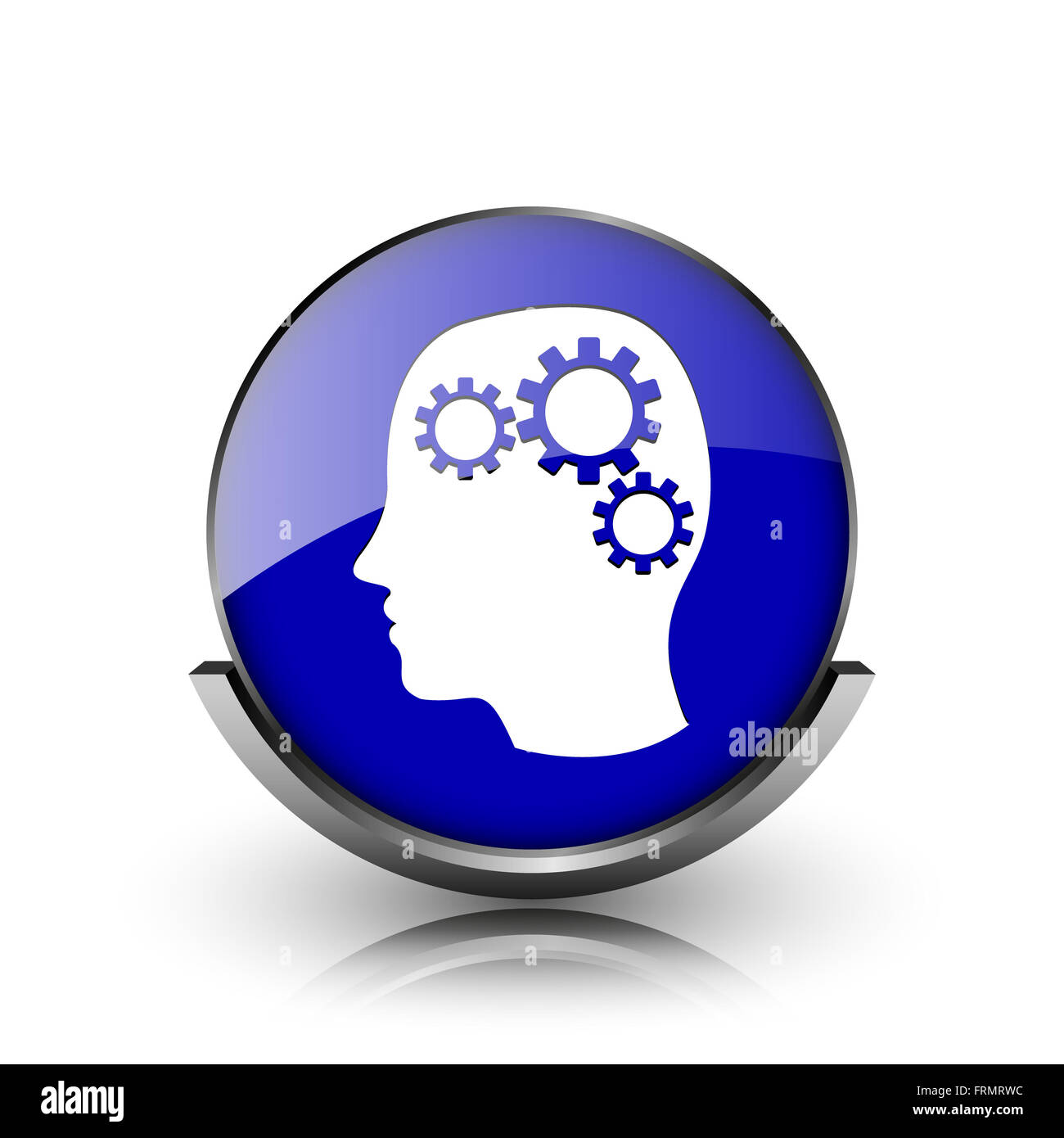 Blue shiny glossy icon on white background Stock Photo - Alamy