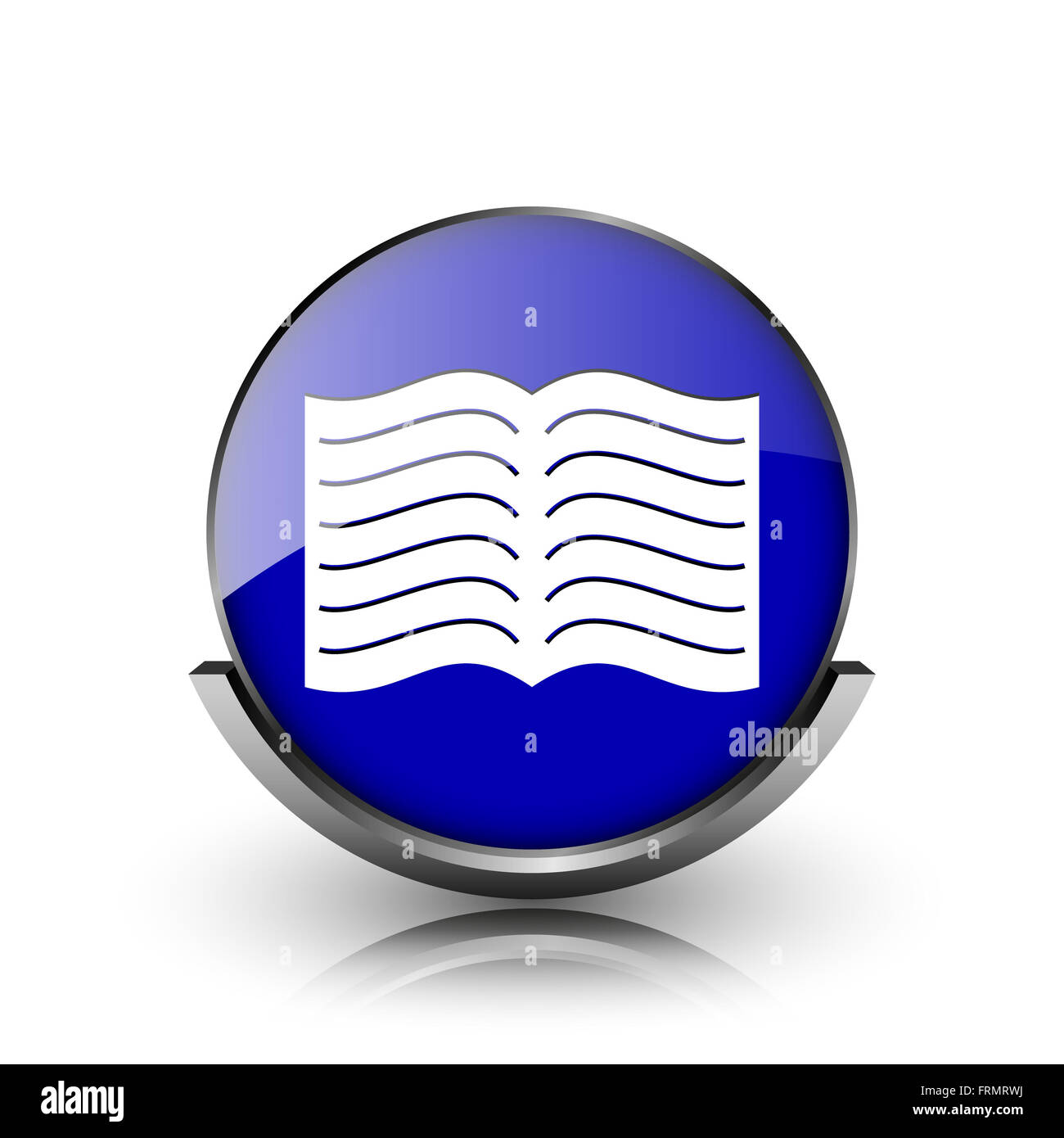Blue shiny glossy icon on white background Stock Photo - Alamy