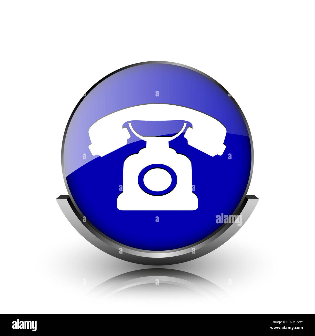 Blue shiny glossy icon on white background Stock Photo - Alamy