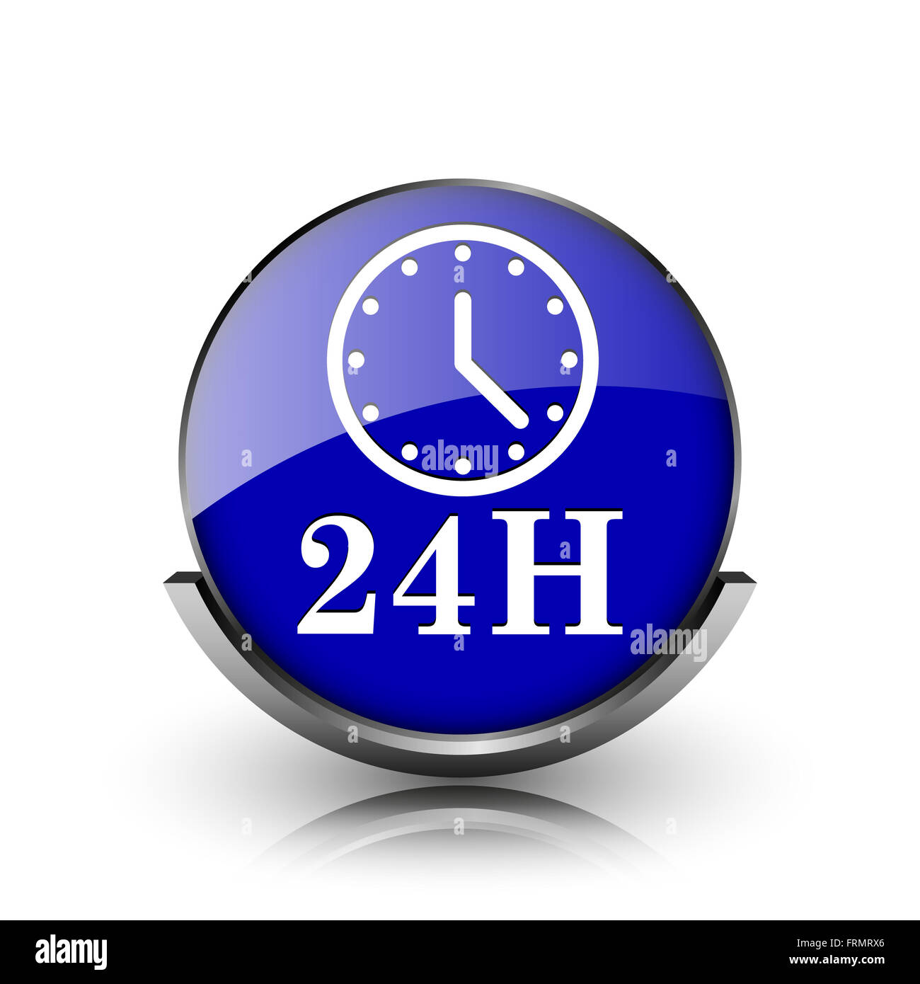 Blue shiny glossy icon on white background Stock Photo - Alamy