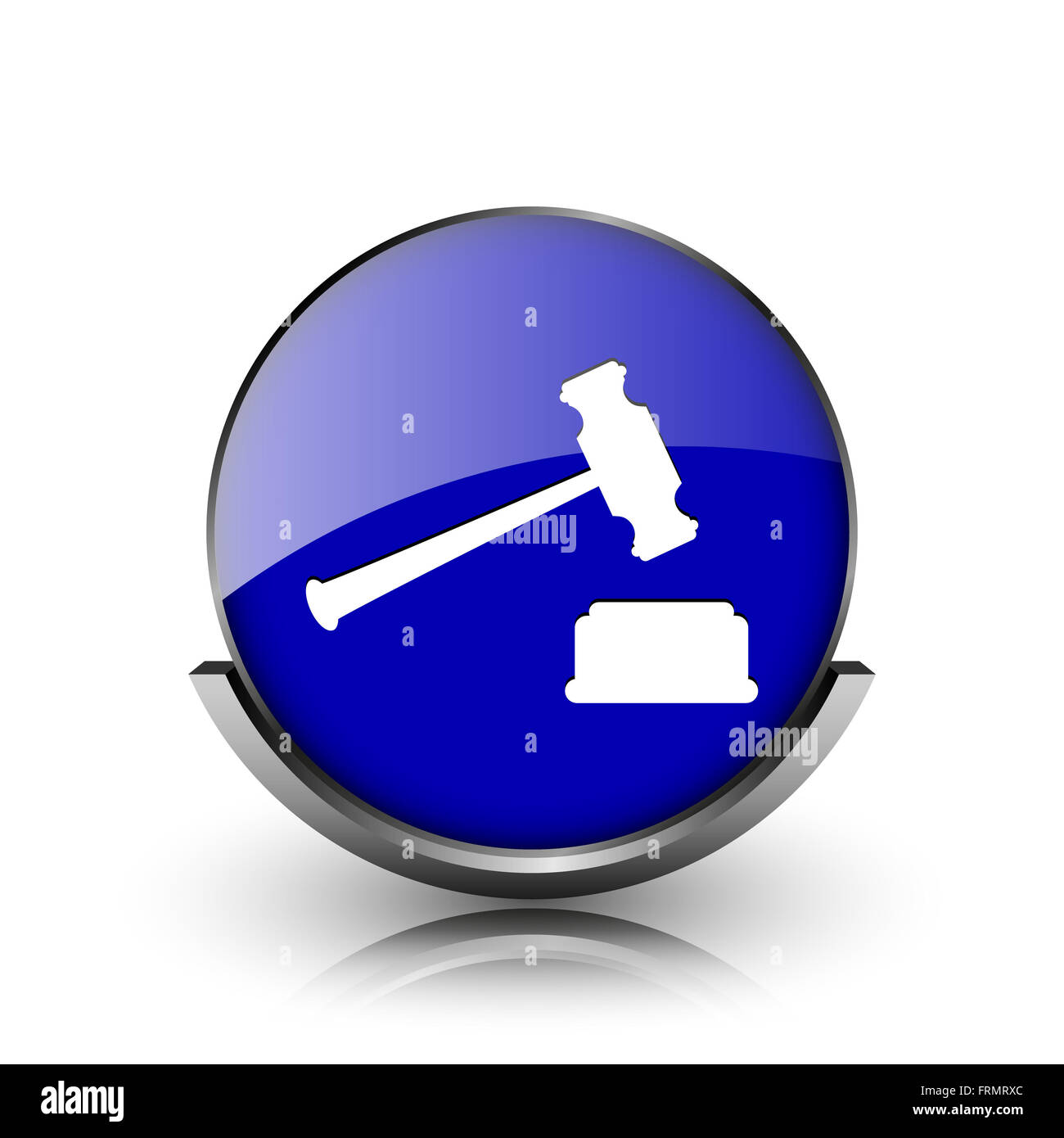 Blue shiny glossy icon on white background Stock Photo - Alamy