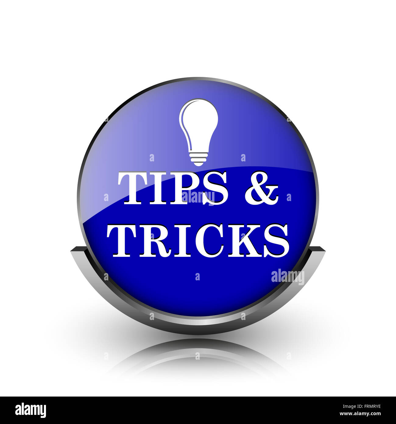 Blue shiny glossy icon on white background Stock Photo - Alamy