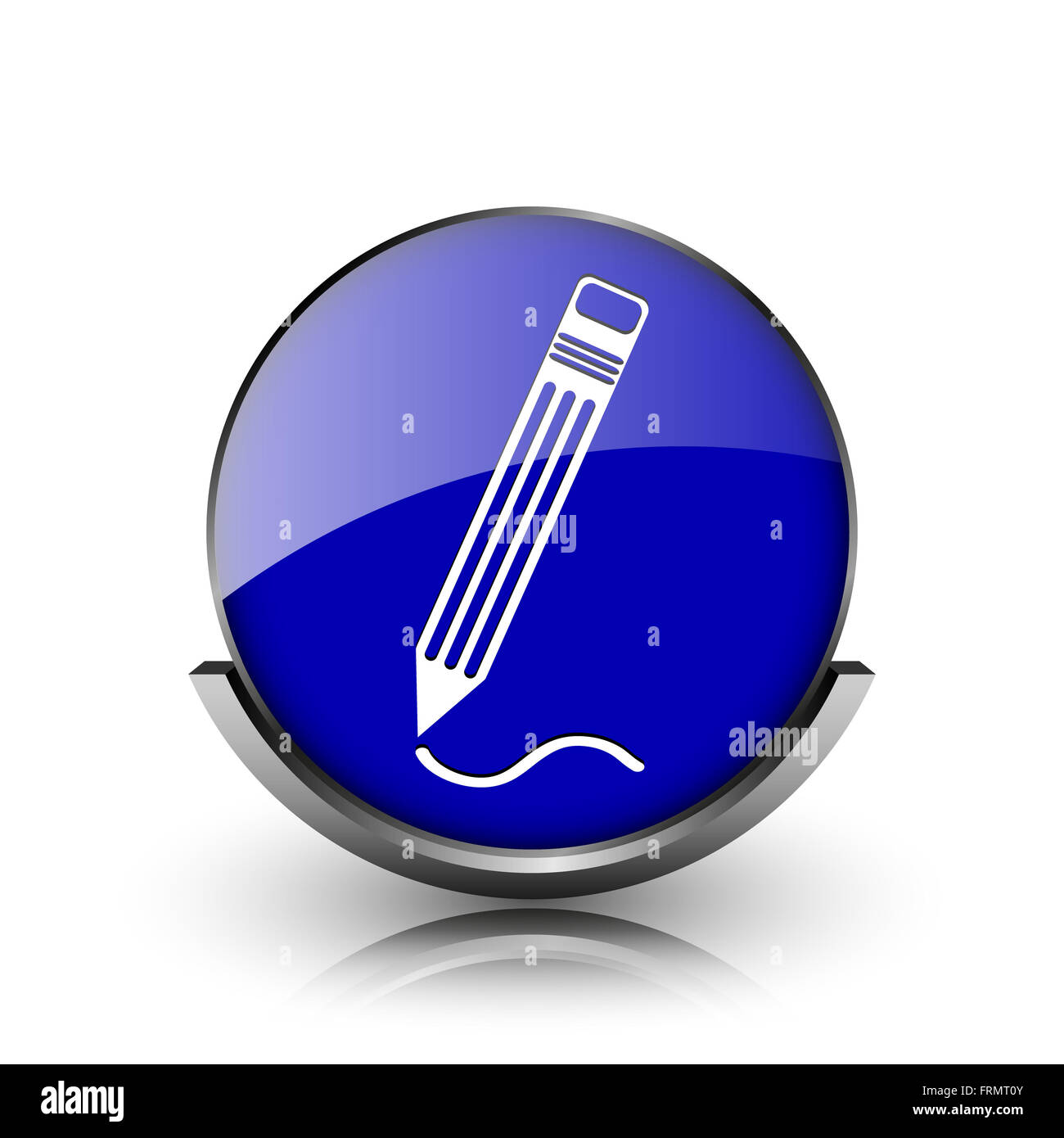 Blue shiny glossy icon on white background Stock Photo - Alamy