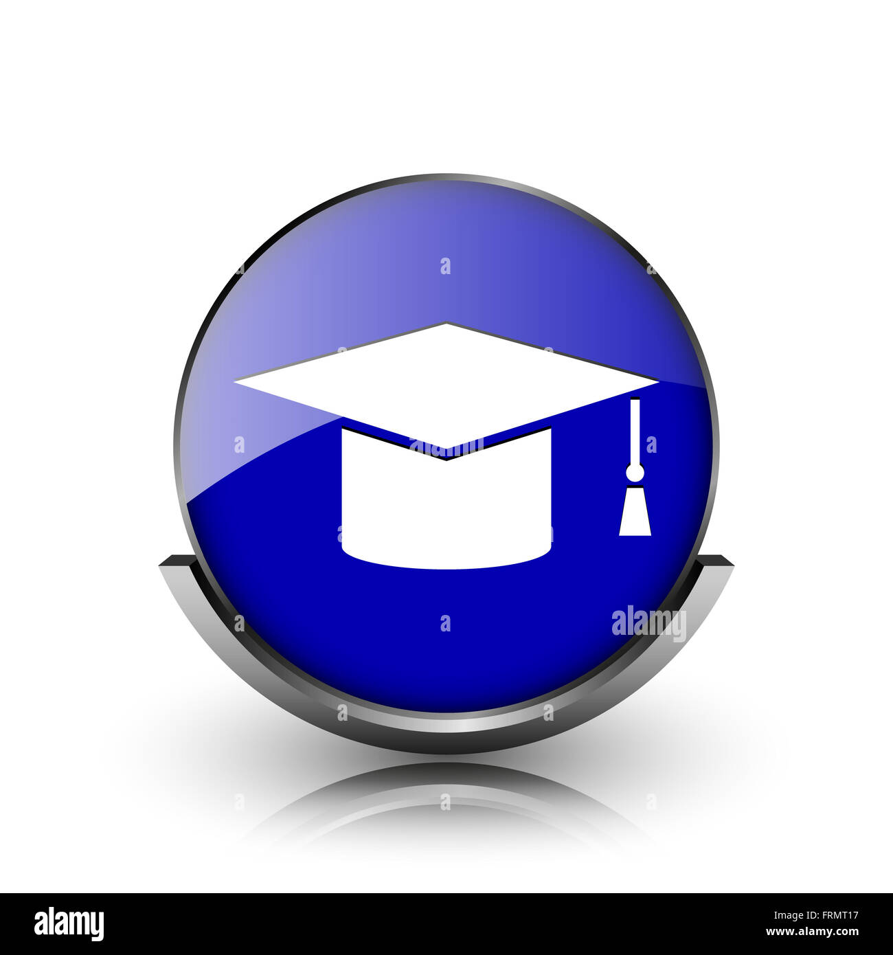 Blue shiny glossy icon on white background Stock Photo - Alamy