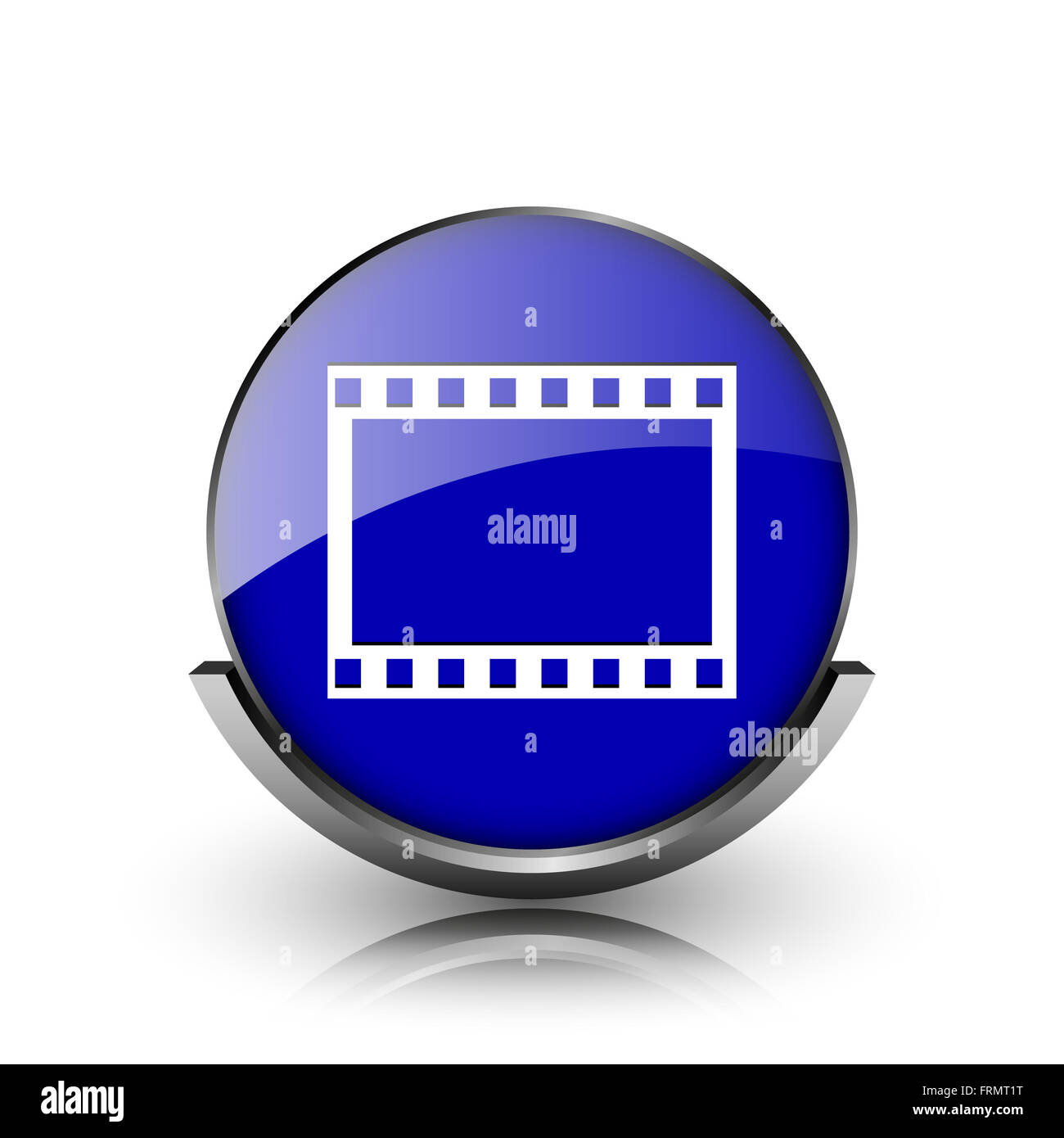 Blue shiny glossy icon on white background Stock Photo - Alamy