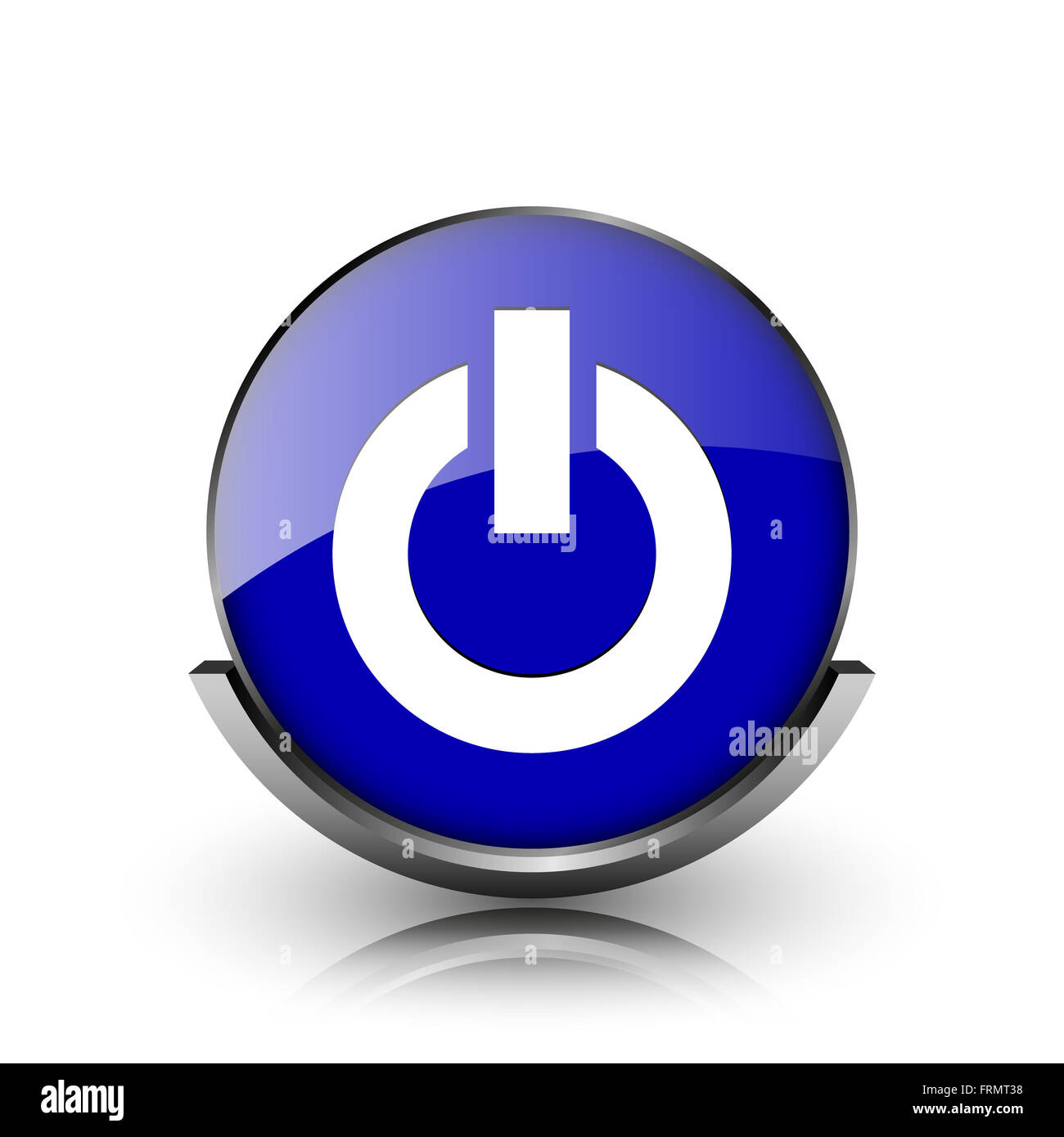 Blue shiny glossy icon on white background Stock Photo - Alamy