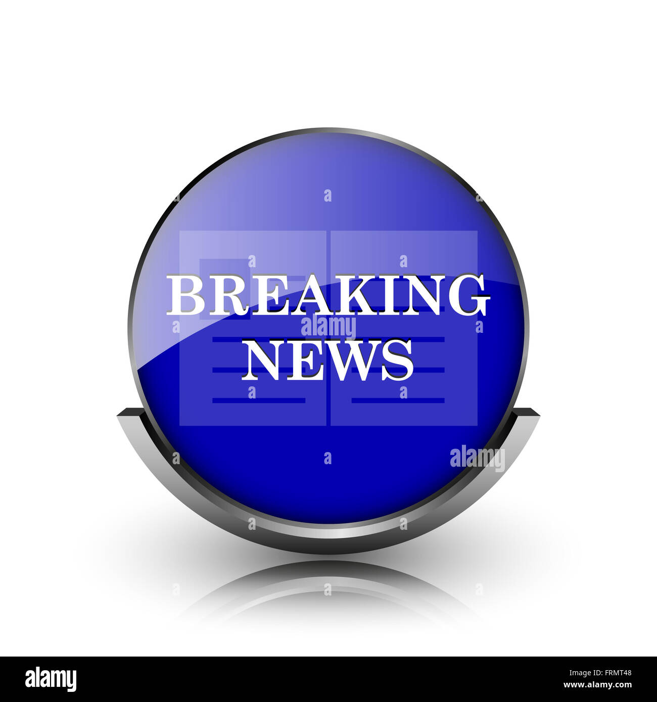 Blue shiny glossy icon on white background Stock Photo - Alamy