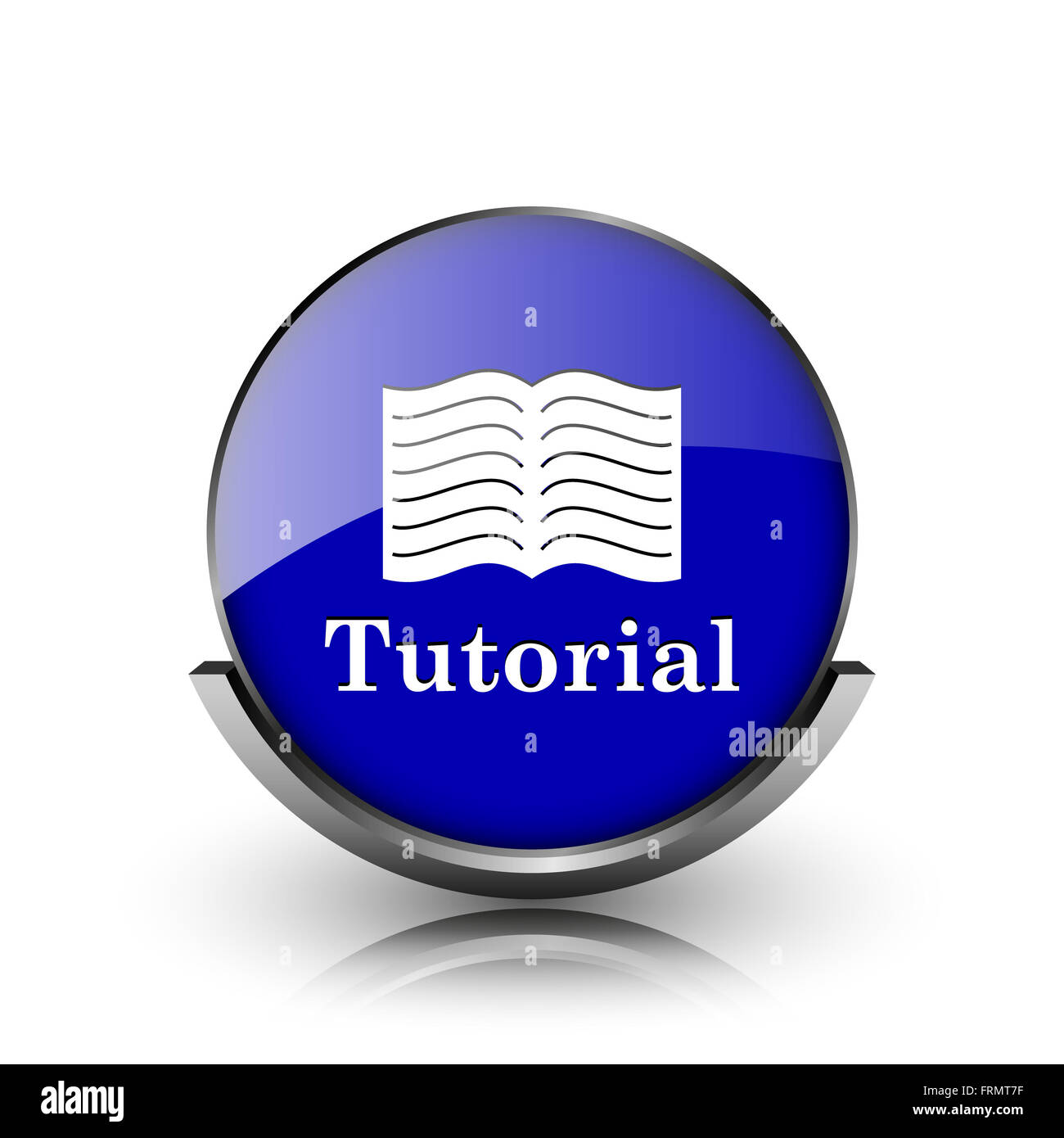 Blue shiny glossy icon on white background Stock Photo - Alamy