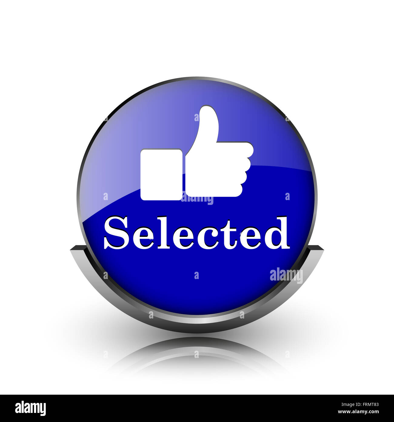 Blue shiny glossy icon on white background Stock Photo - Alamy