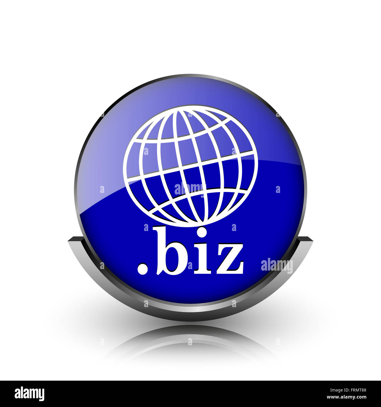 Blue shiny glossy icon on white background Stock Photo - Alamy