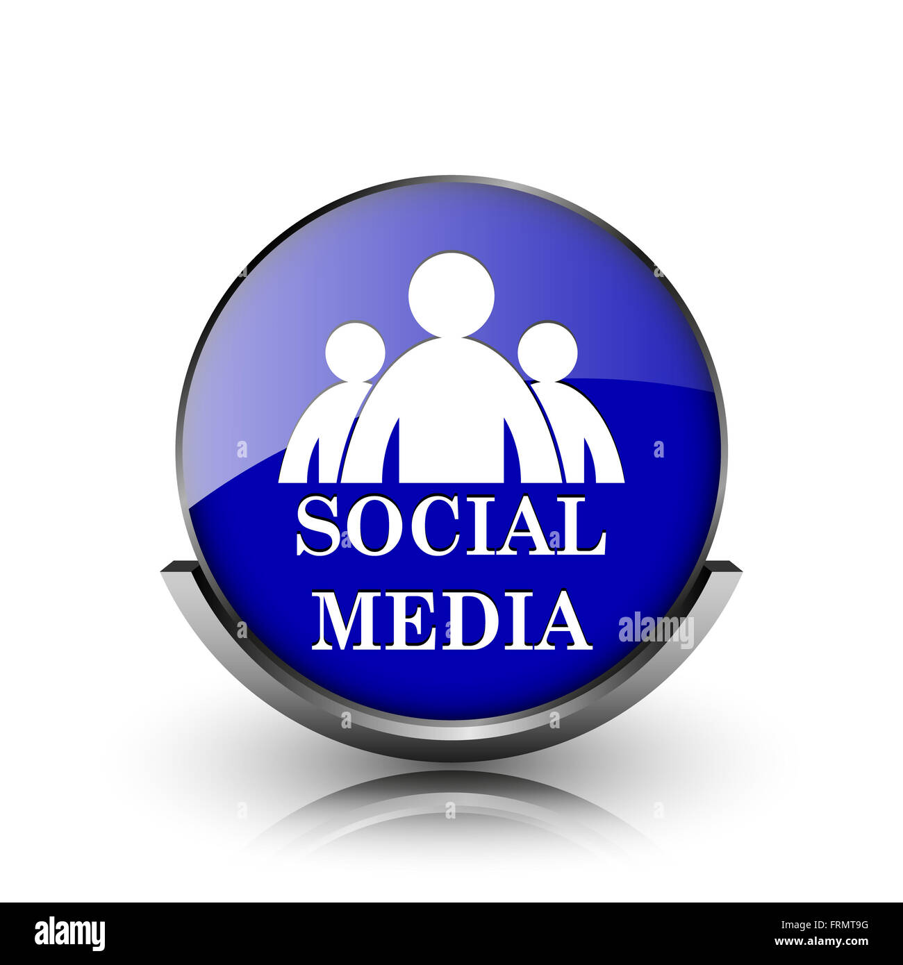 Blue shiny glossy icon on white background Stock Photo - Alamy