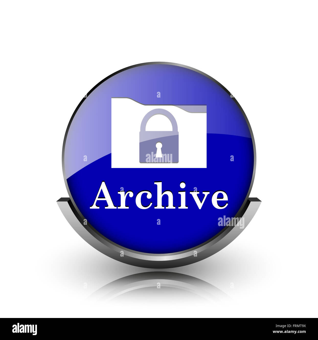 Blue shiny glossy icon on white background Stock Photo - Alamy