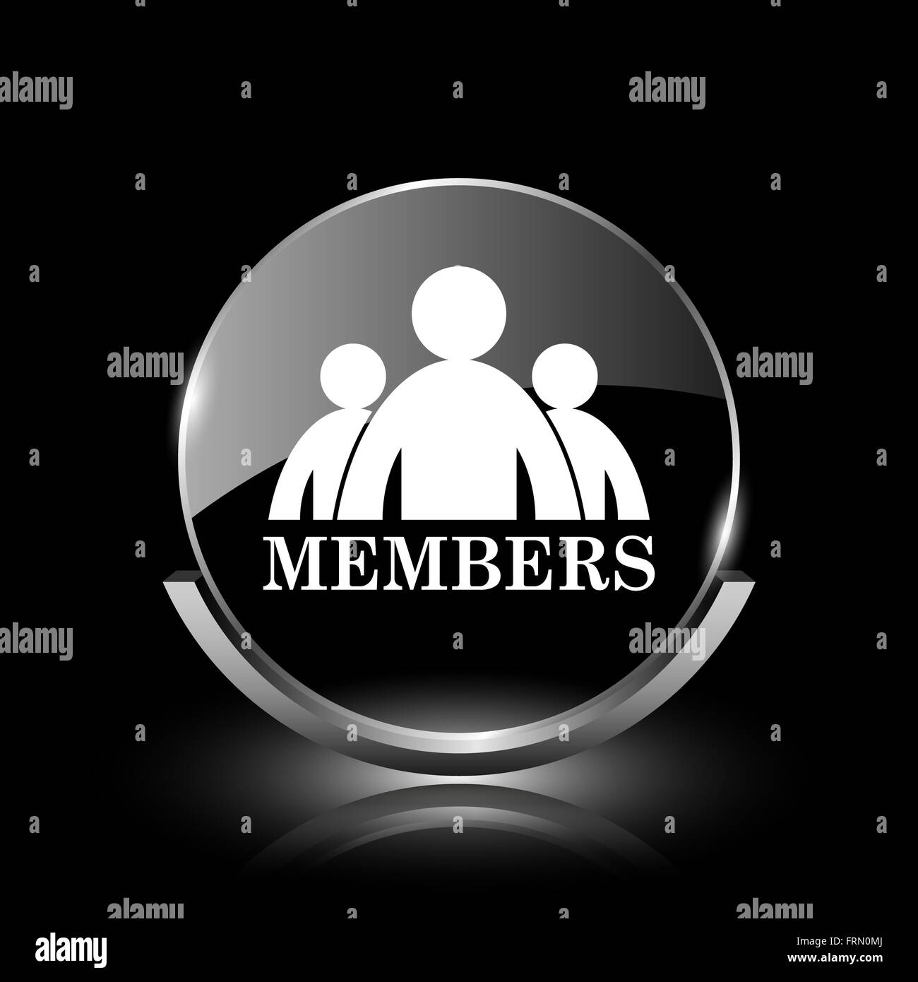 Shiny glossy glass icon on black background Stock Photo - Alamy