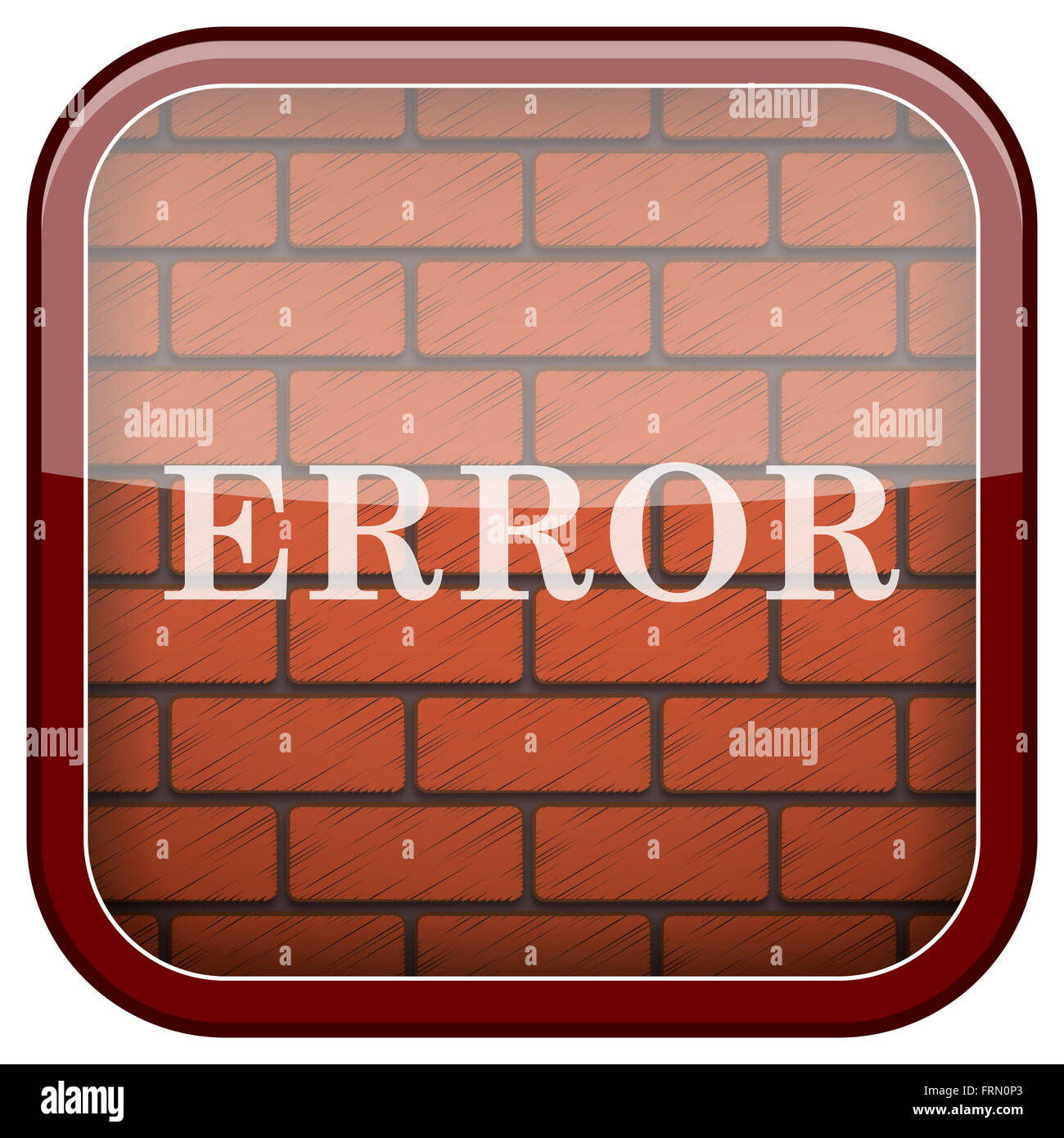 Square shiny icon with white design on bricks wall background Stock ...
