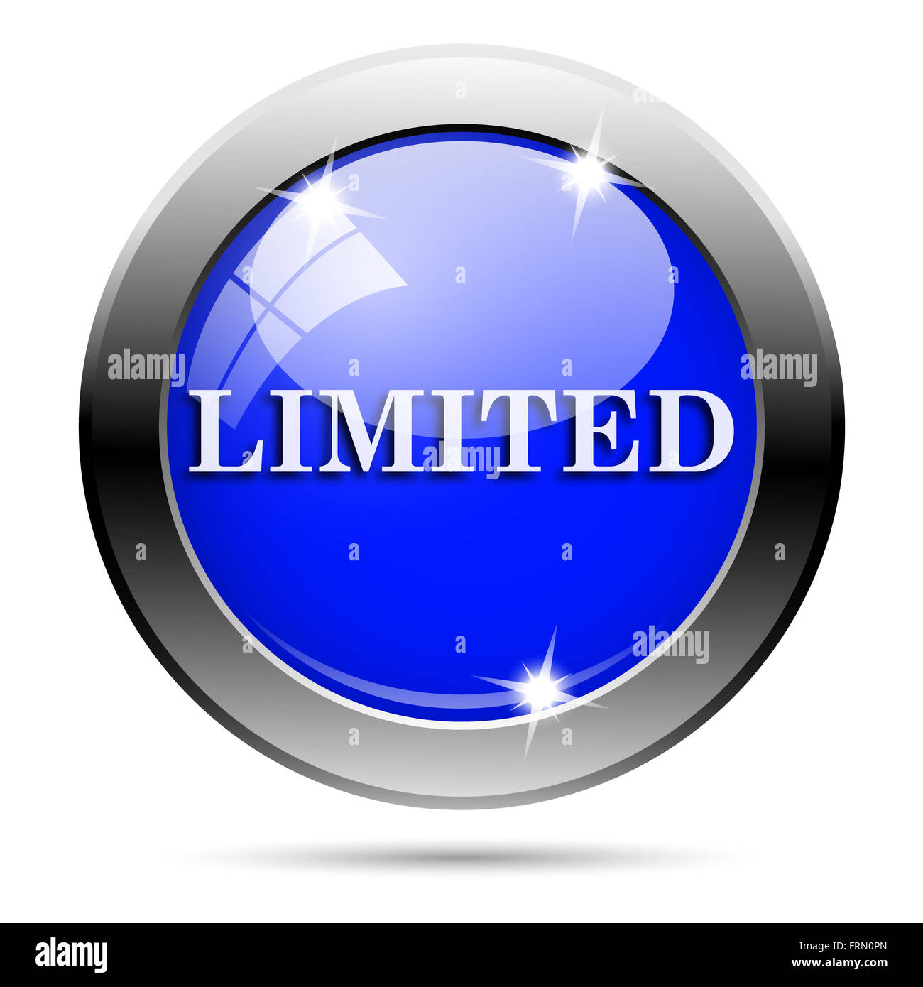 Metallic round glossy icon with white design on blue background Stock ...