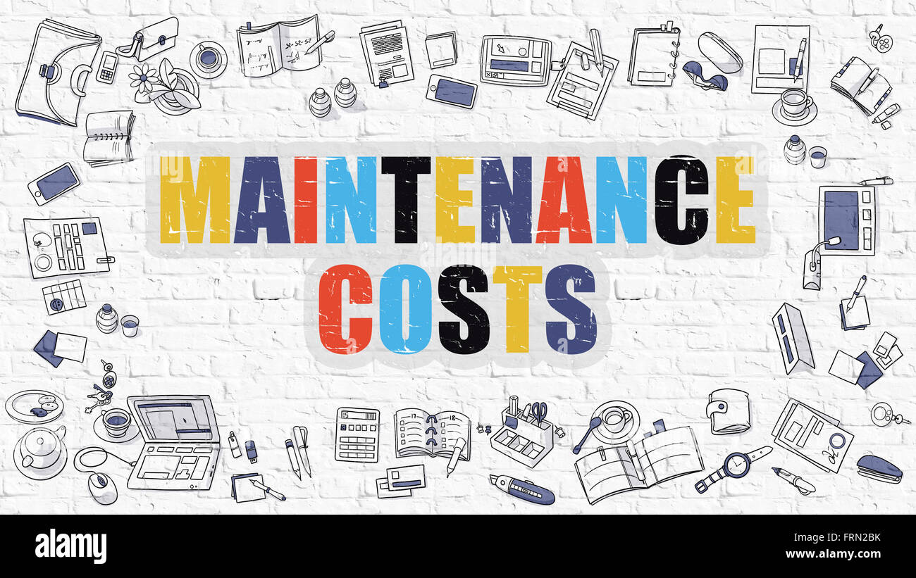 Maintenance Costs on White Brick Wall. Stock Photo