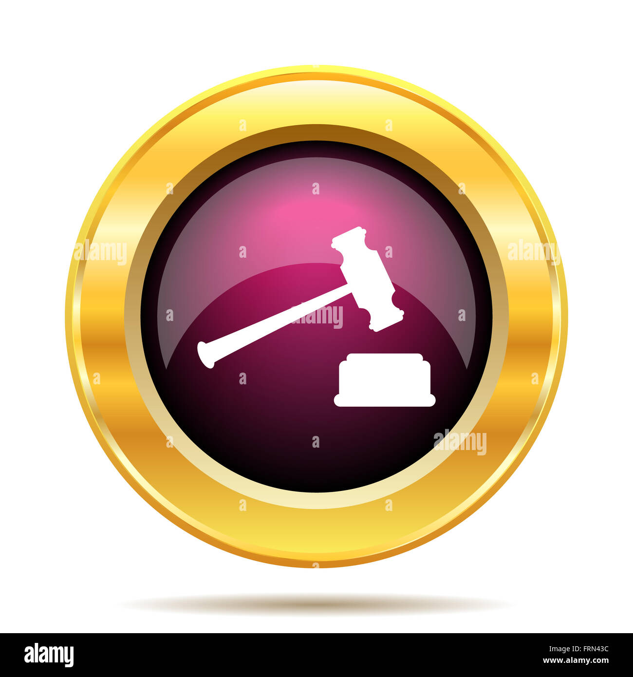 Judge hammer icon. Internet button on white background Stock Photo - Alamy