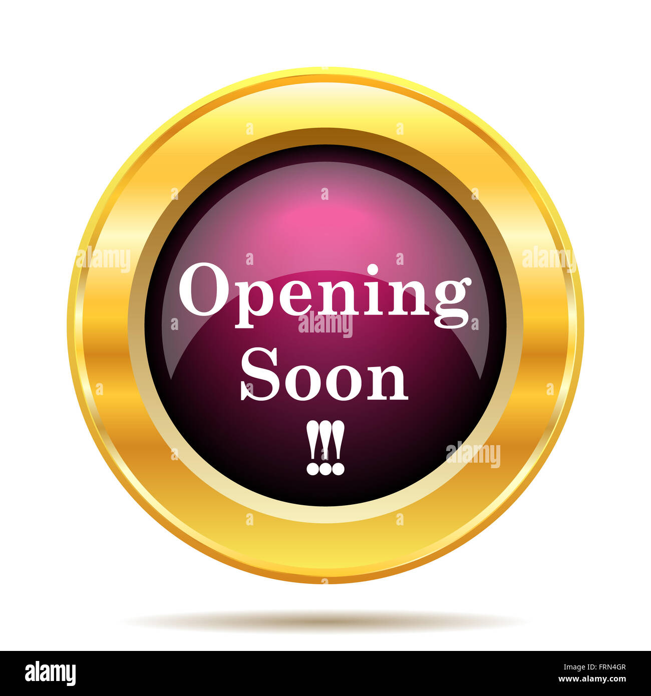 Opening soon icon. Internet button on white background Stock Photo - Alamy