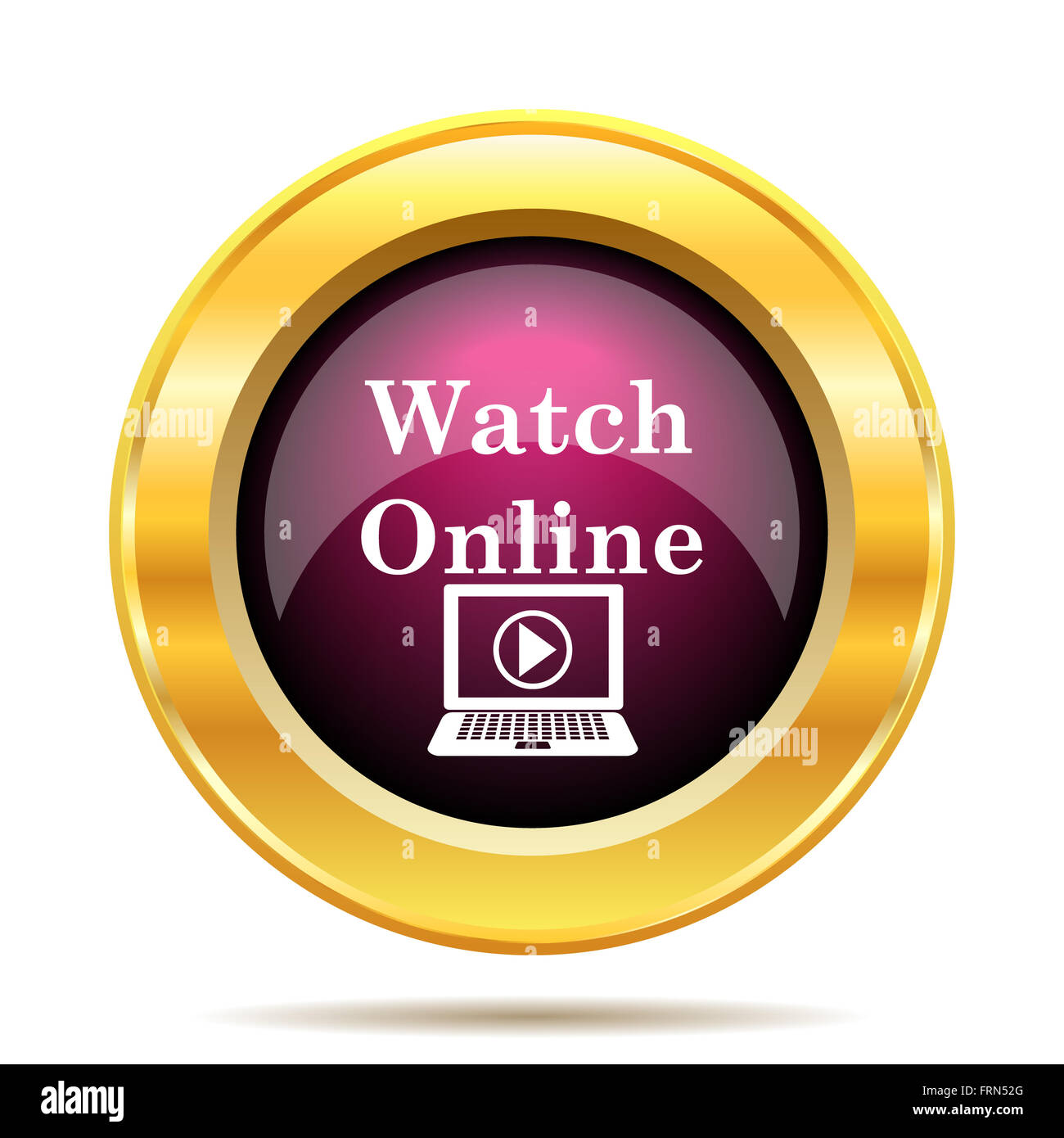 Watch online icon. Internet button on white background Stock Photo - Alamy