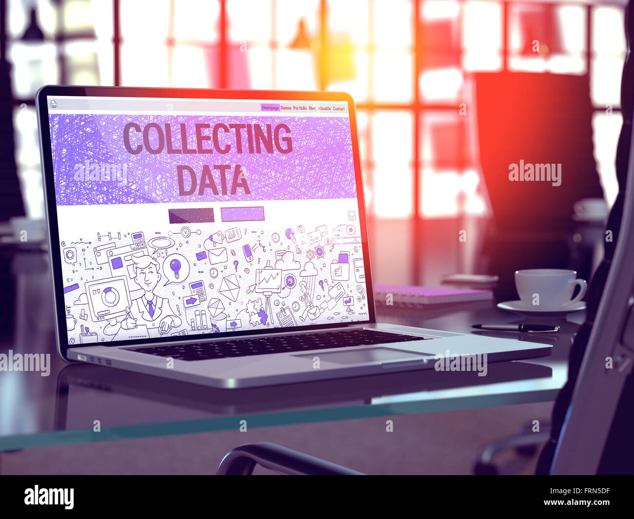 Collecting Data Concept on Laptop Screen. Stock Photo