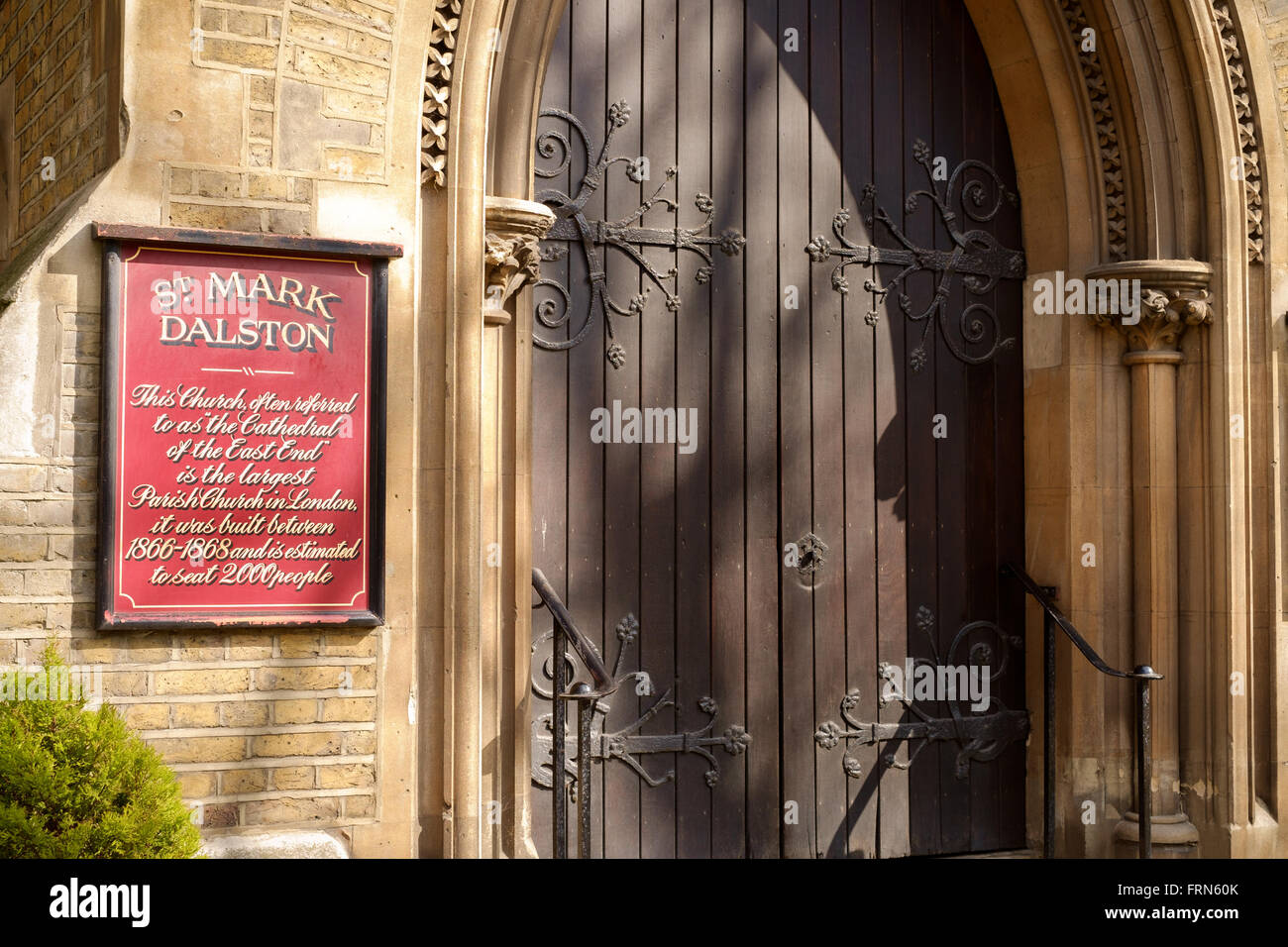Entrance to St Mark's Dalston, the largest parish church in London. Known as the 'cathedral of the East End' Stock Photo