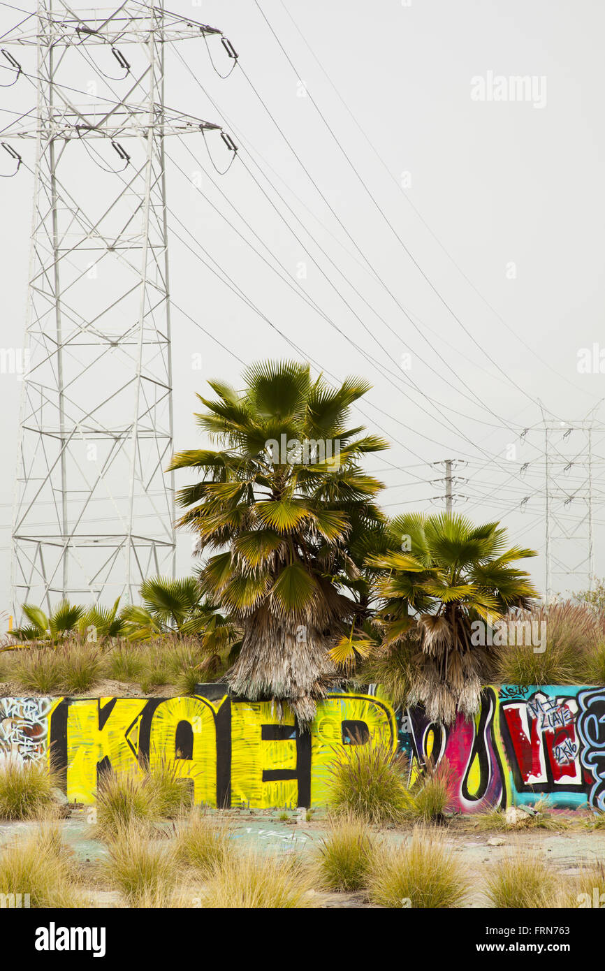 Graffiti along the Los Angeles River, Glendale, California, USA Stock Photo
