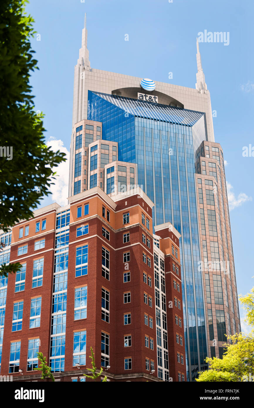 Nashville Tennessee Skyline, AT&T Building downtown Stock Photo