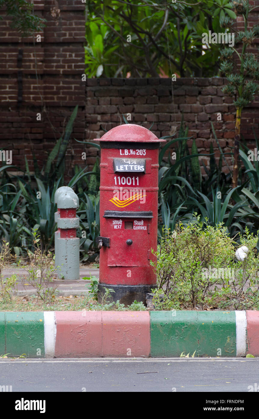 Letterbox on street, Delhi, India Stock Photo
