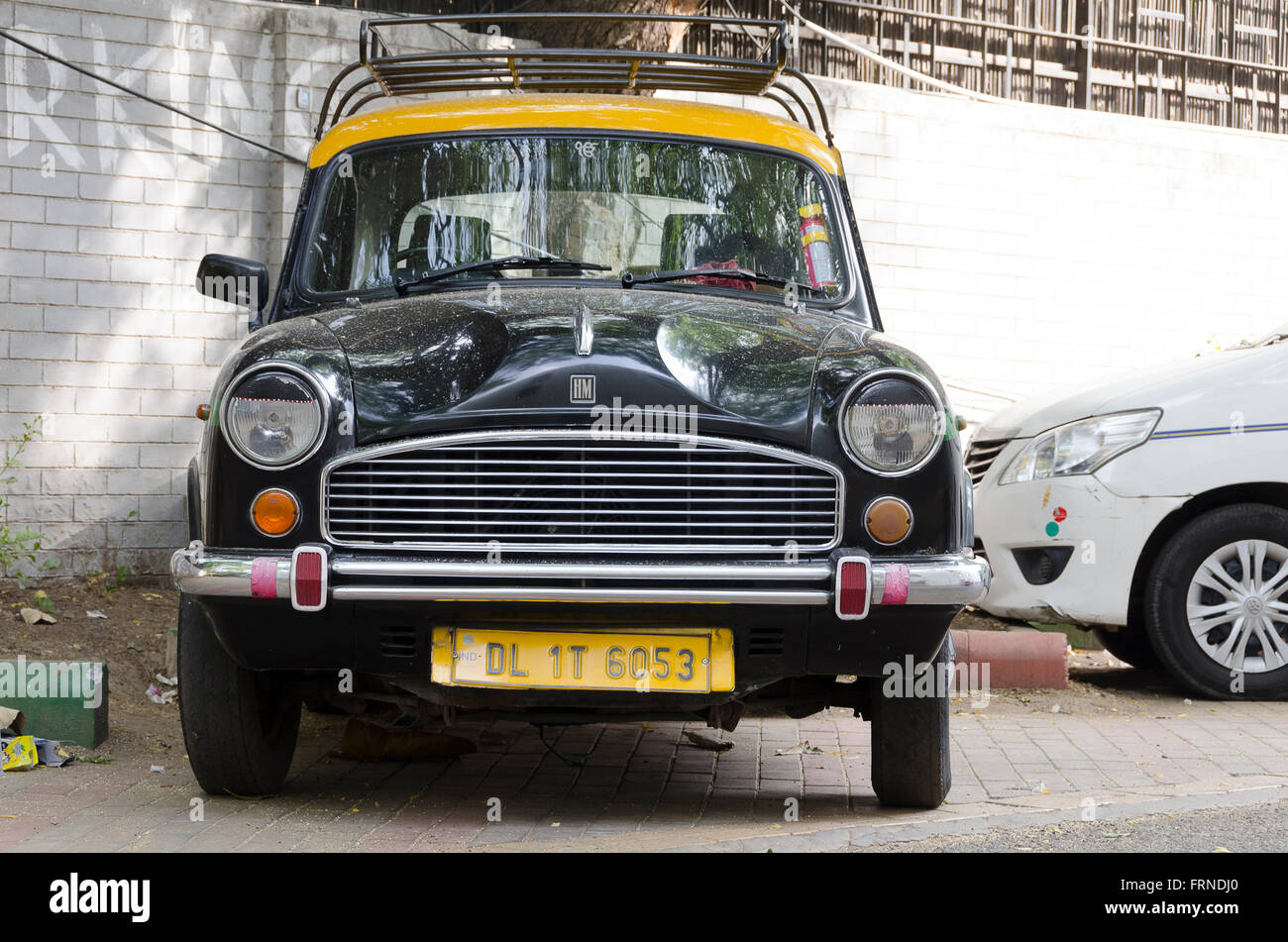 Hindustan Ambassador, Taxi, Delhi, India Stock Photo