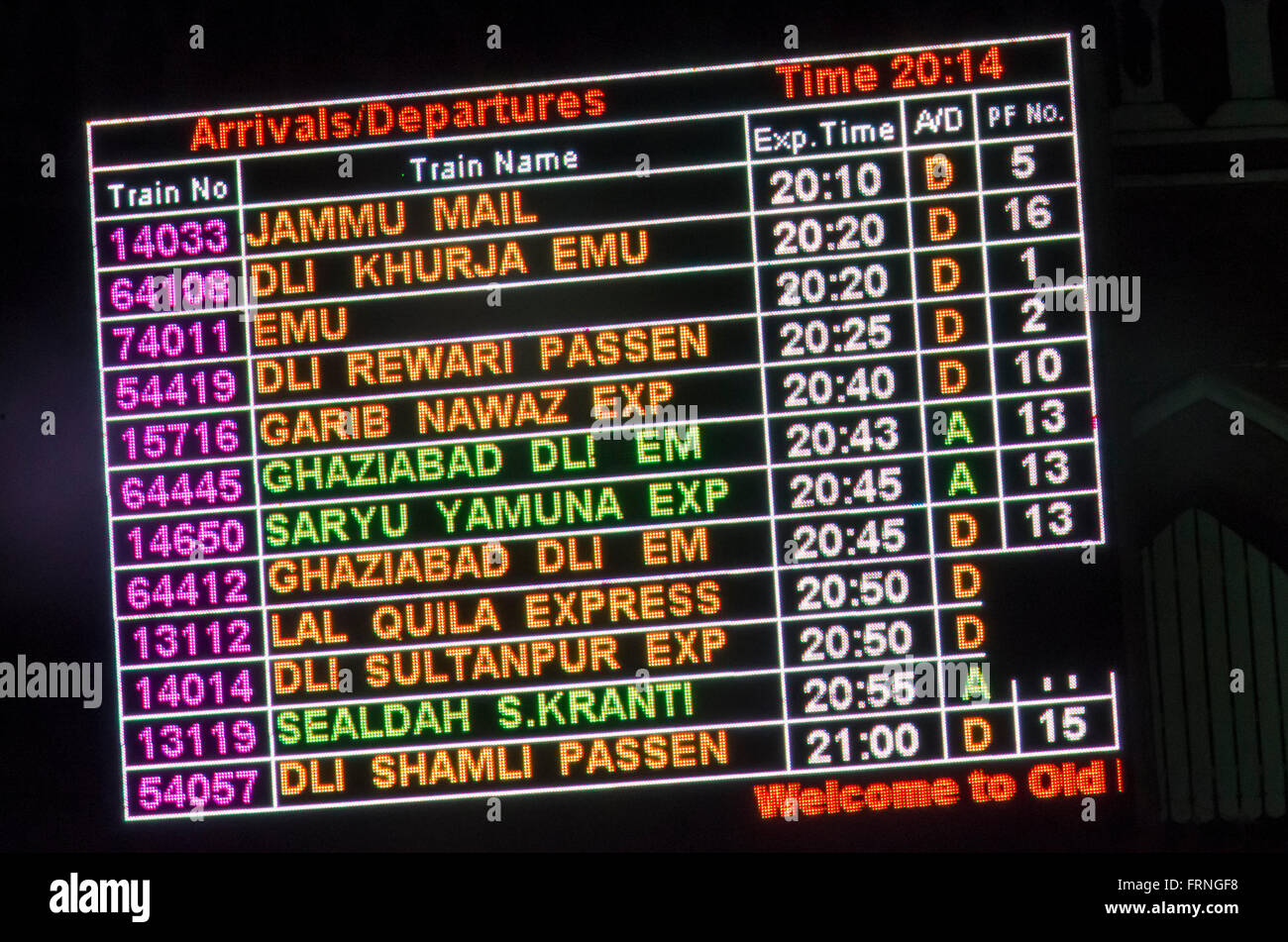 Arrivals and Departures board, Delhi Junction Railway Station, Old