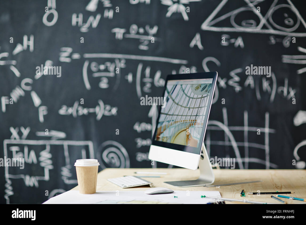 Workplace in classroom Stock Photo