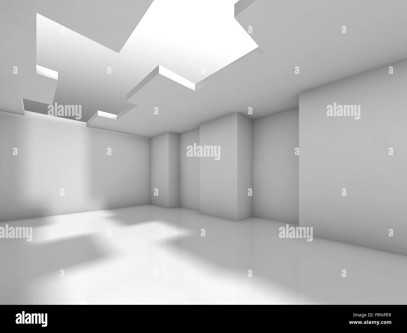 Abstract white empty interior background, digital 3d illustration Stock ...
