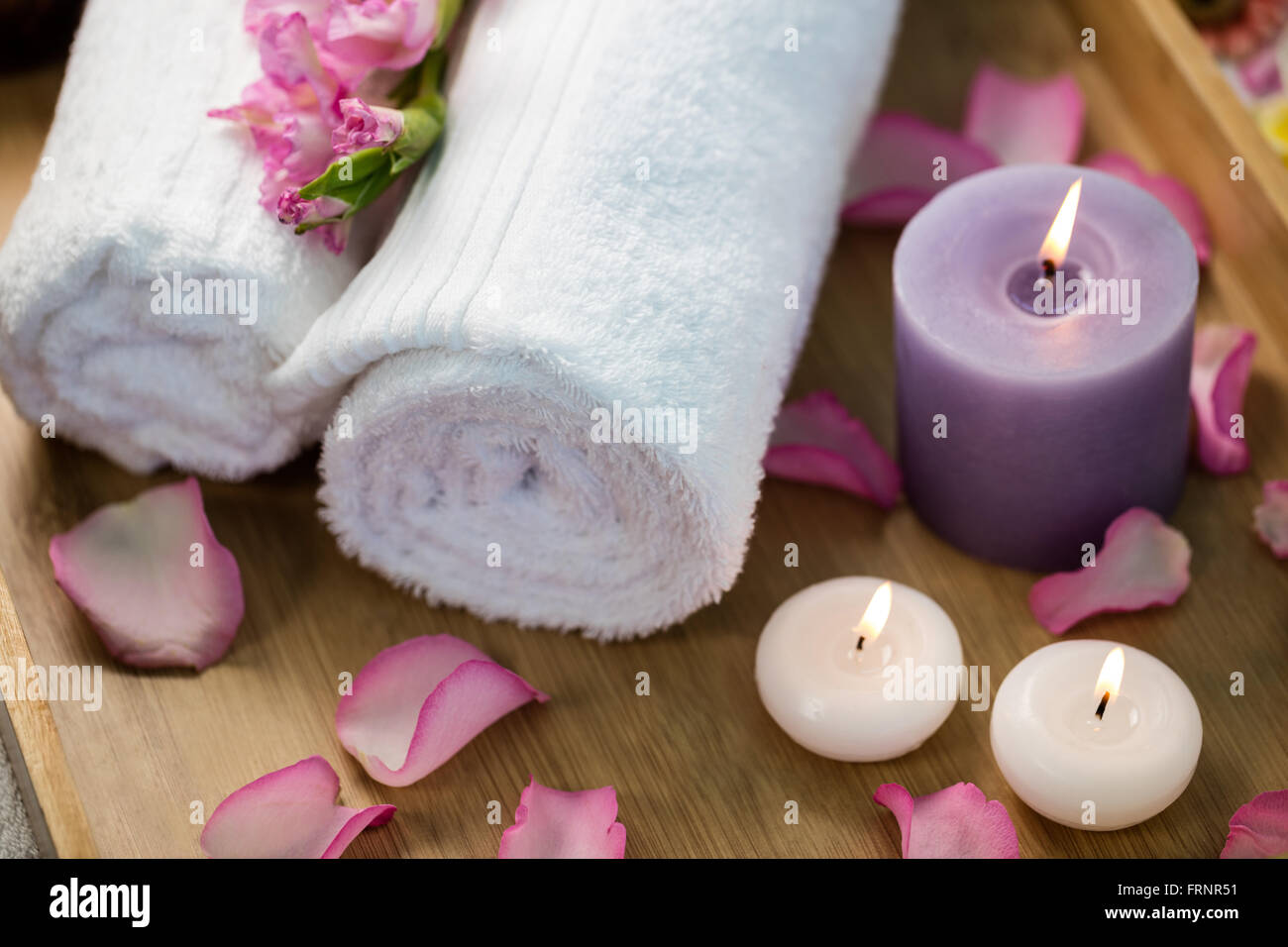 Tray of beauty therapy items Stock Photo