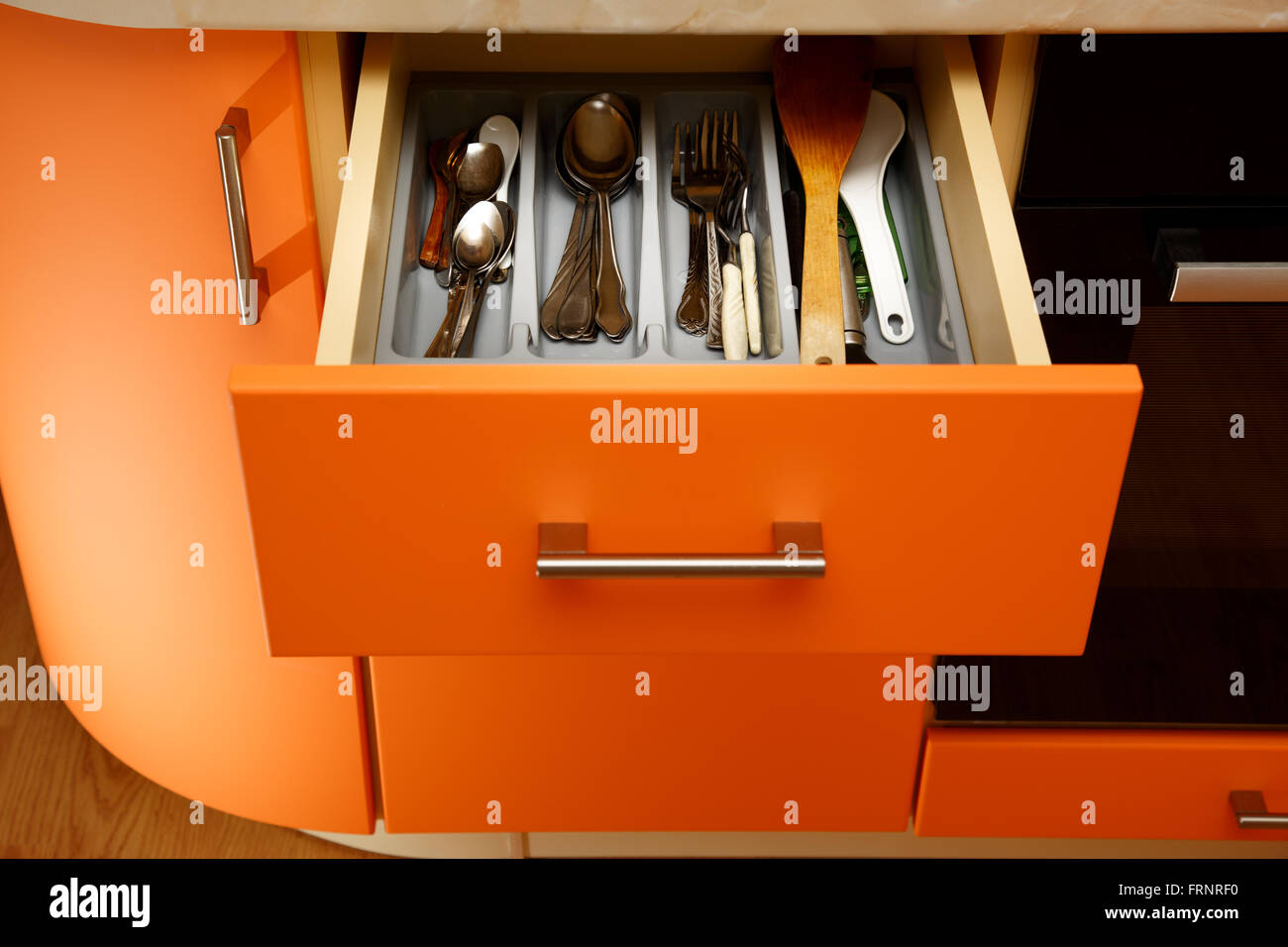 Photo of kitchen utensil in wooden box Stock Photo Alamy