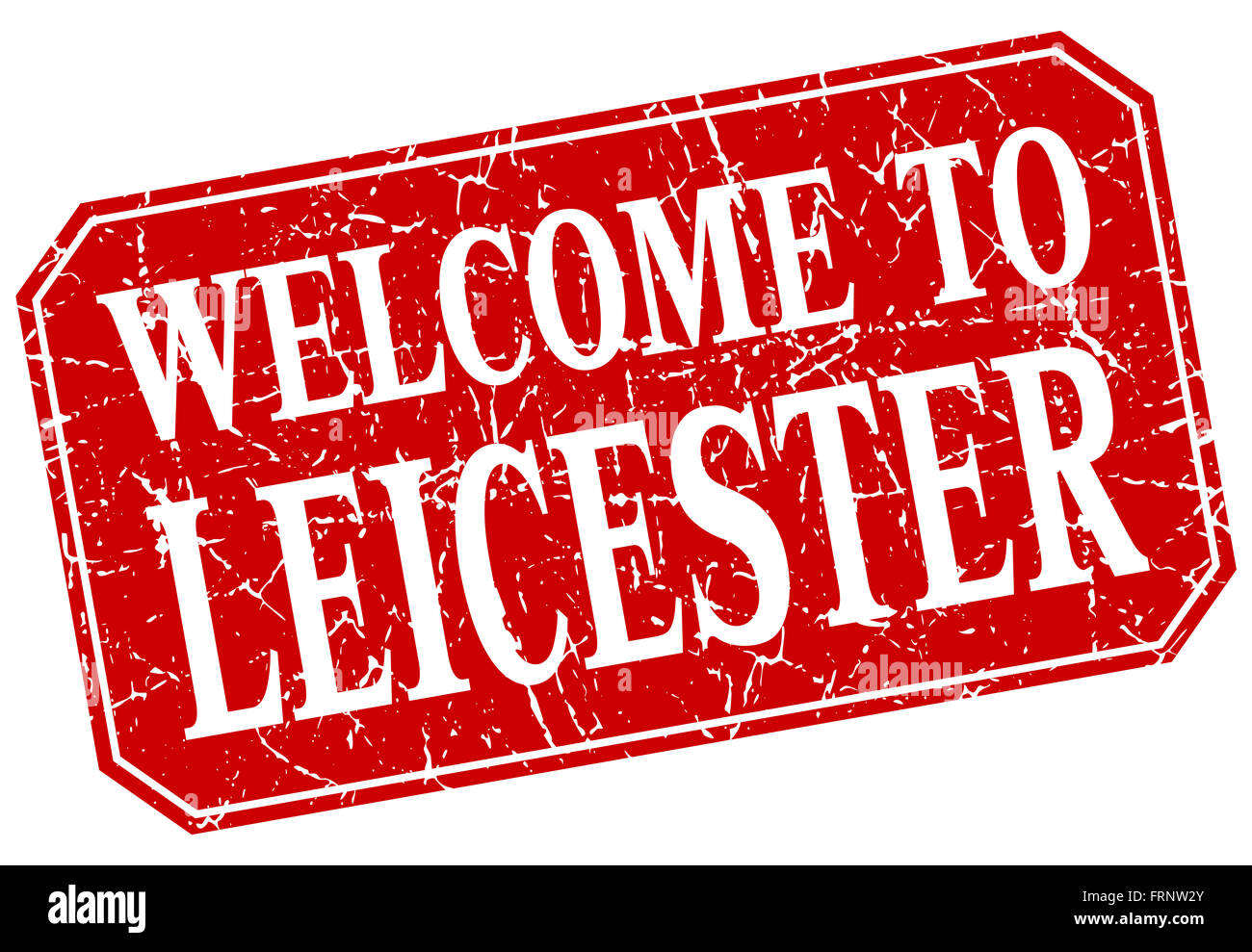welcome to Leicester red square grunge stamp Stock Photo