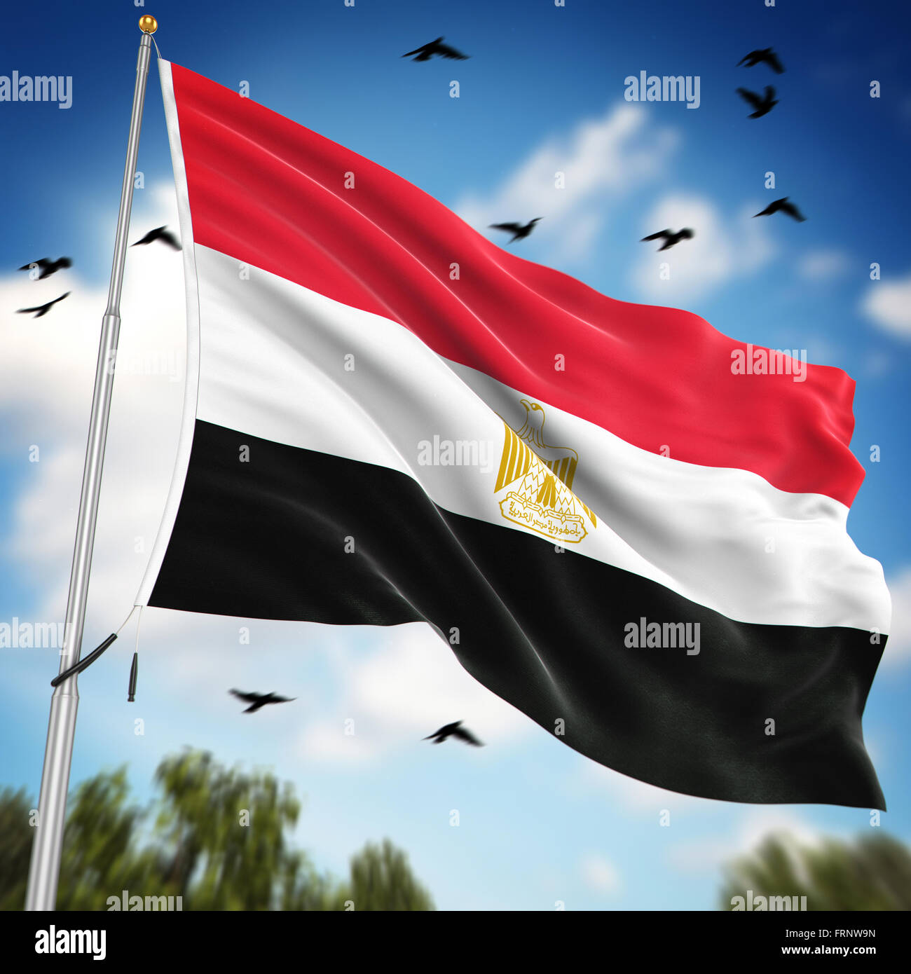 Flag of Egypt , This is a computer generated and 3d rendered image. Stock Photo