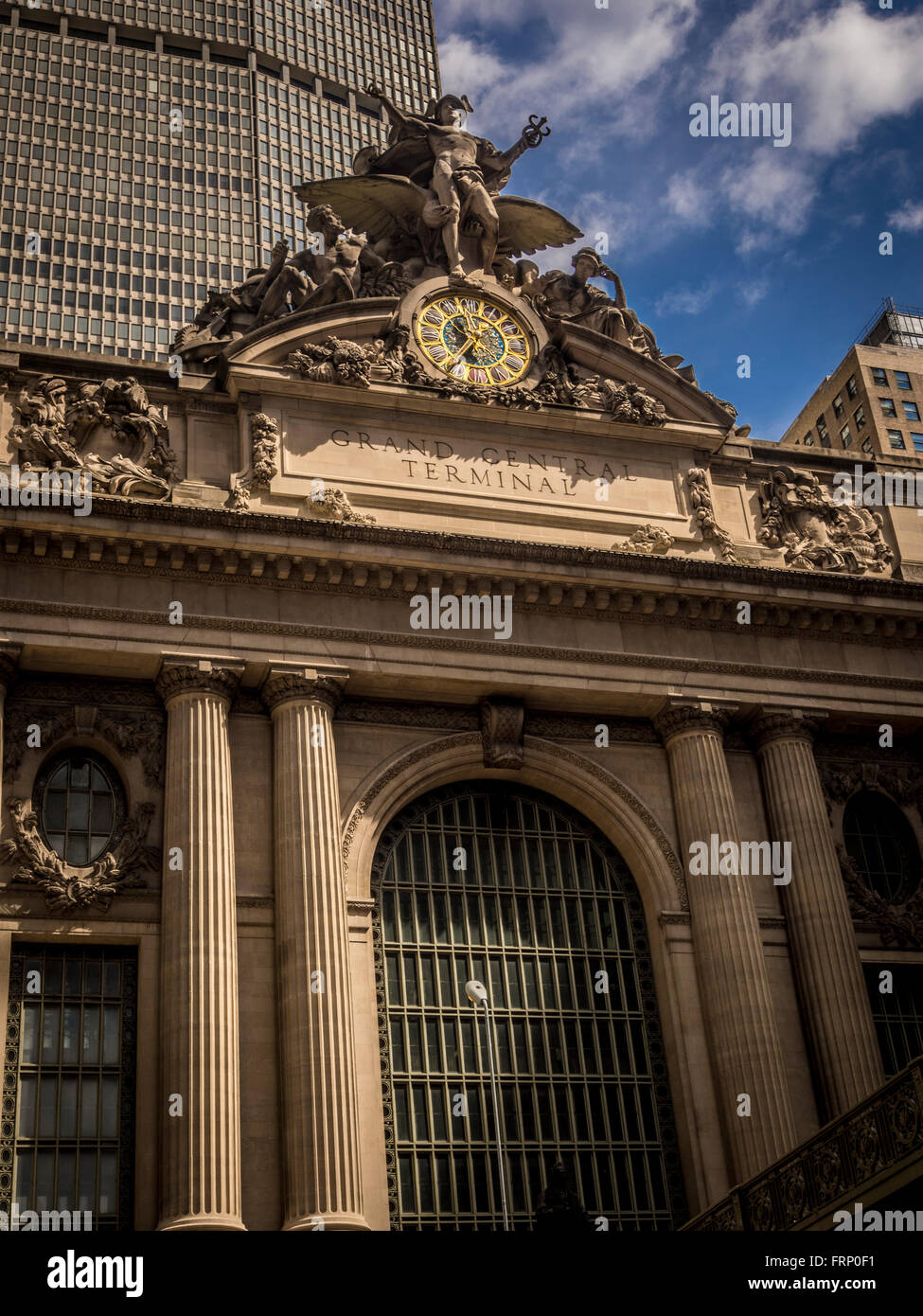 Grand Central Terminal train station facade with clock, New York City, USA. Stock Photo