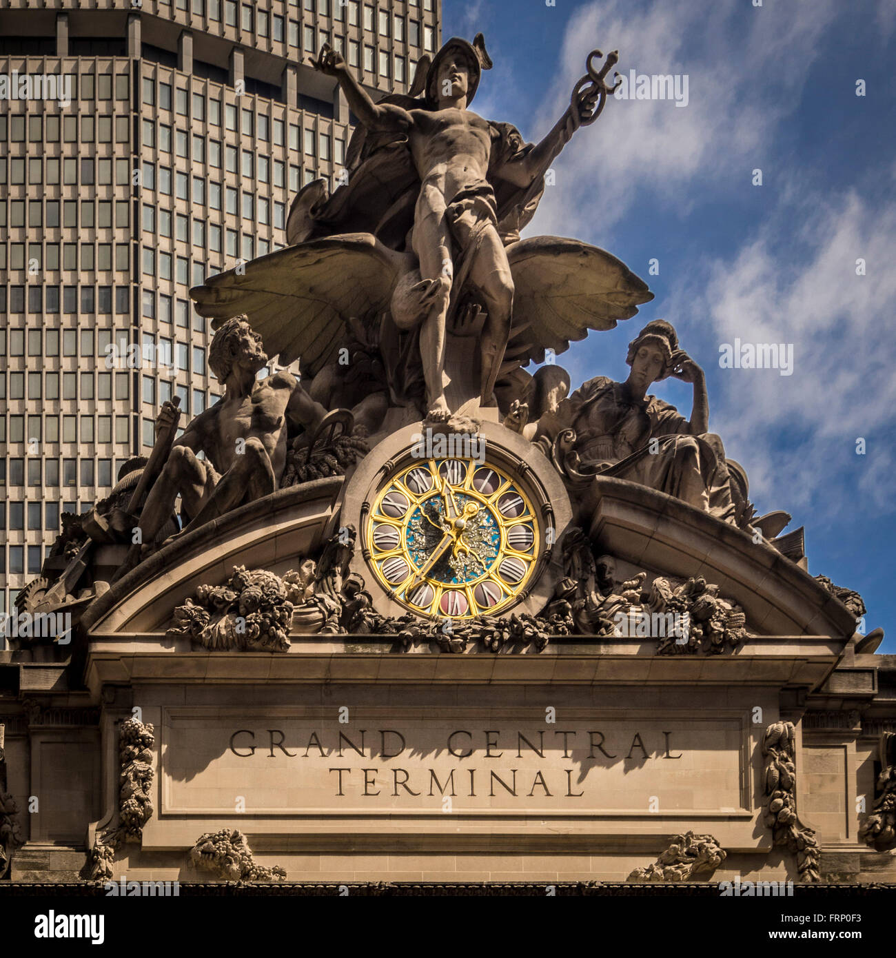 Grand Central Terminal train station facade with clock, New York City, USA. Stock Photo
