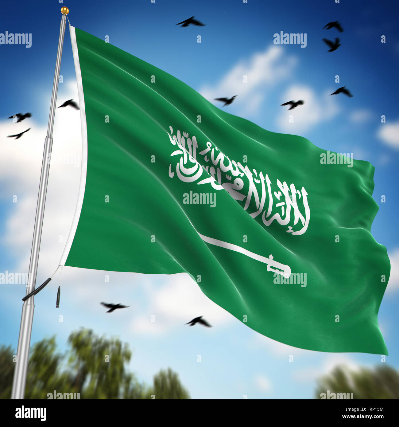 Flag of Saudi Arabia , This is a computer generated and 3d rendered image. Stock Photo